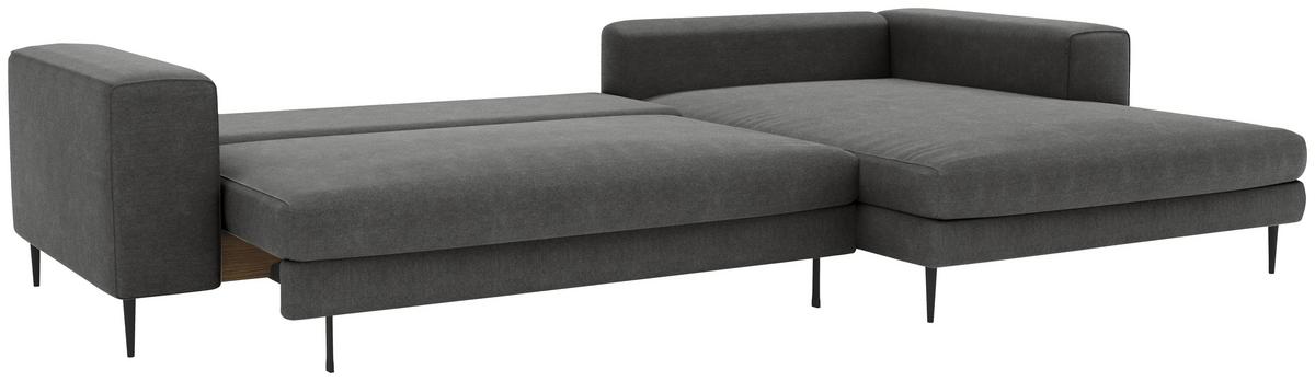 Eckschlafsofa Aurora Ii - Dunkelgrau/Schwarz, MODERN, Textil (295/170cm) - Trendmanufaktur