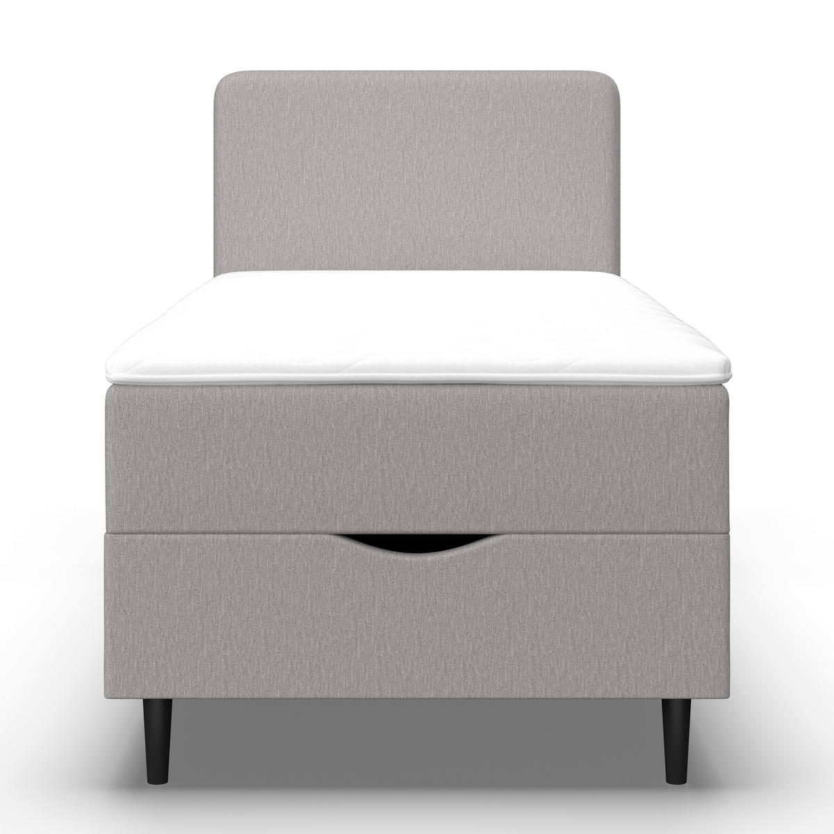 Boxspringová postel VIDA 90x200, šedá, s topperem - šedá/černá, Moderní, dřevo/textil (90/200cm) - Bessagi Home