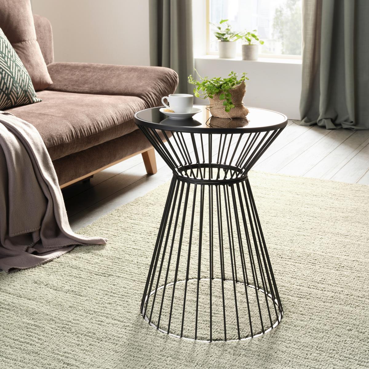 Príručný stolík RAVEN černá P:40cm - čierna, Modern, kov/sklo (40/55cm) - Mömax