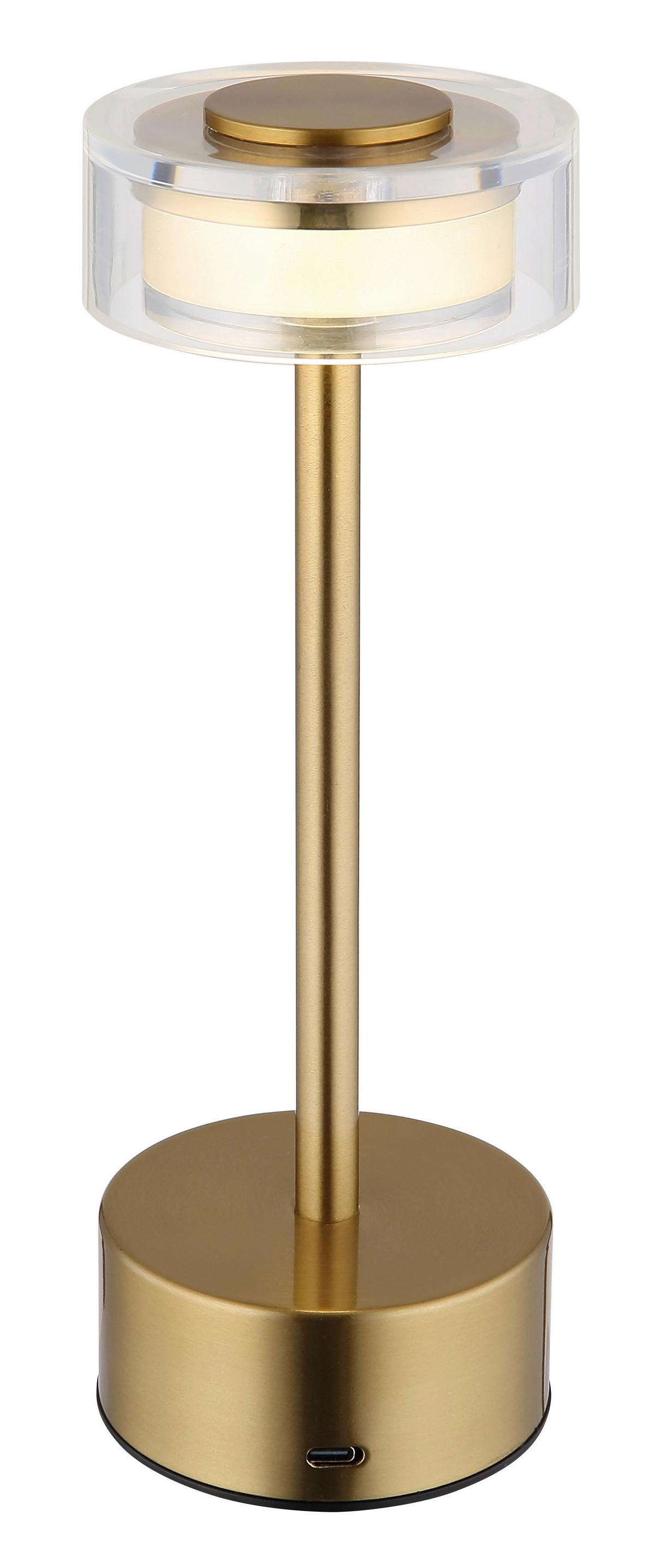 Akku-tischleuchte 21026m Shira - Klar/Messingfarben, Design, Kunststoff/Metall (8/23,5cm) - Globo