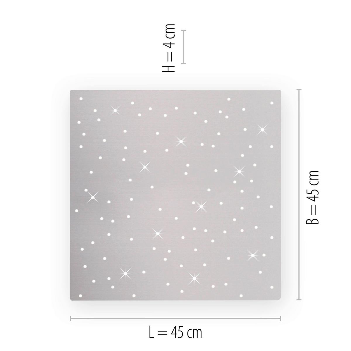 Led-deckenleuchte Sparkle L: 45 Cm Dimmbar Mit Fernbedienung - Silberfarben, Design, Metall (45/45/5cm)