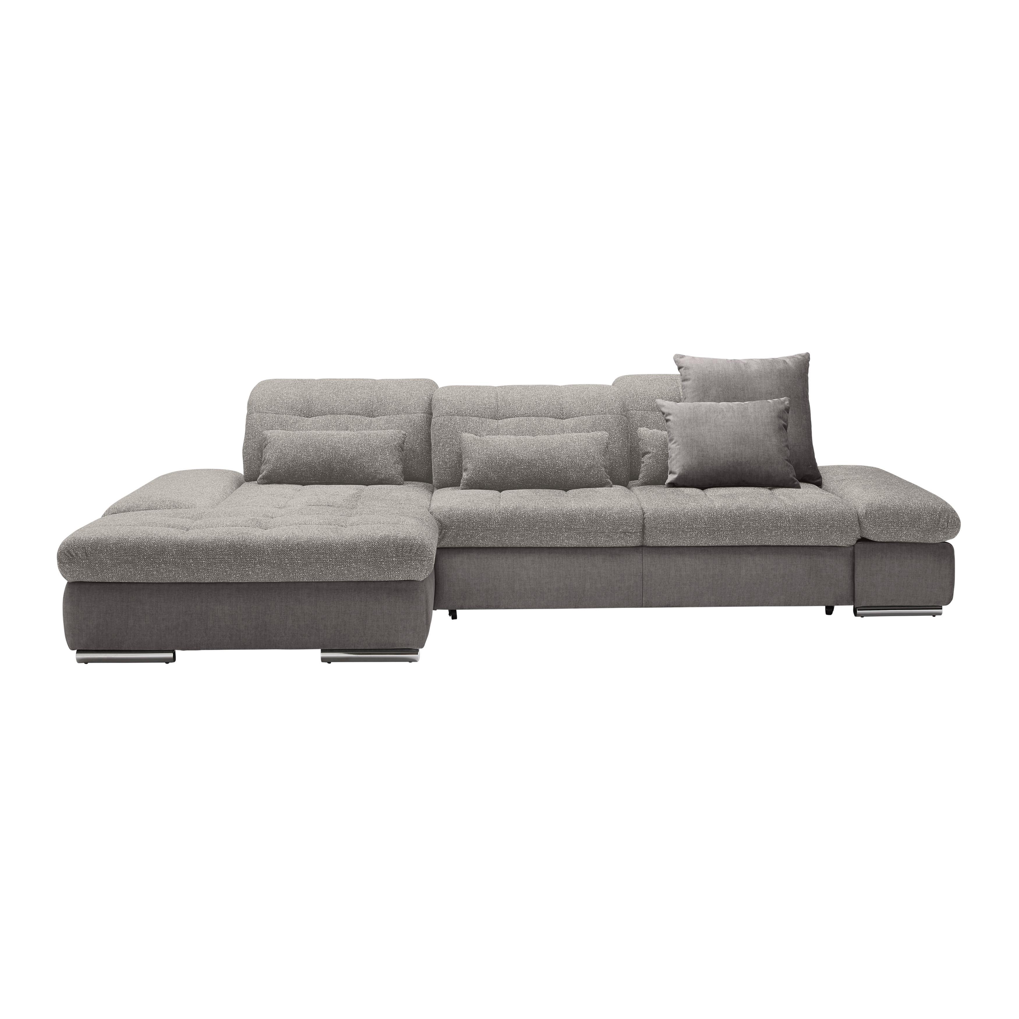 Rohová sedačka SANFINO, ľavá, strieborná - chrómová/strieborná, Konventionell, kov/drevo (199/79-96/305cm) - Premium Living