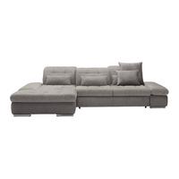 Rohová sedačka SANFINO, ľavá, strieborná - chrómová/strieborná, Konventionell, kov/drevo (199/79-96/305cm) - Premium Living