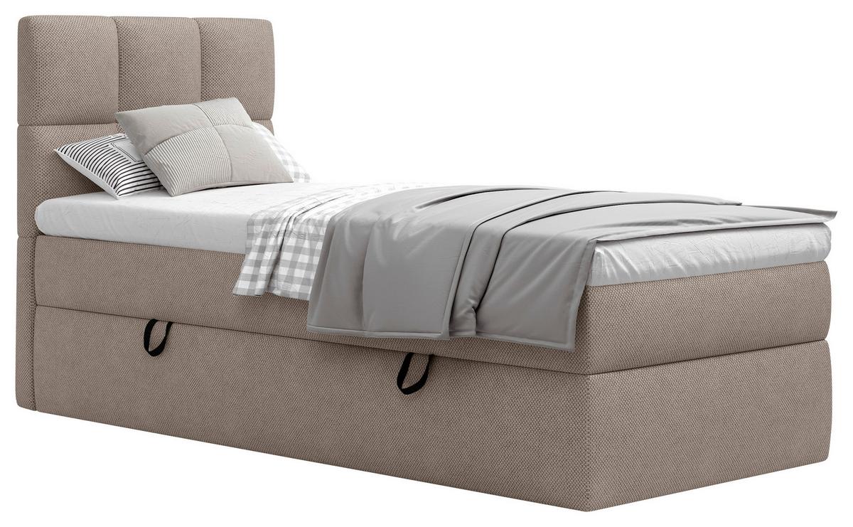 Boxbett Mit Topper & Bettkasten 90x200 Polly - Hellbraun/Schwarz, MODERN, Holz/Holzwerkstoff (90/200cm) - MID.YOU