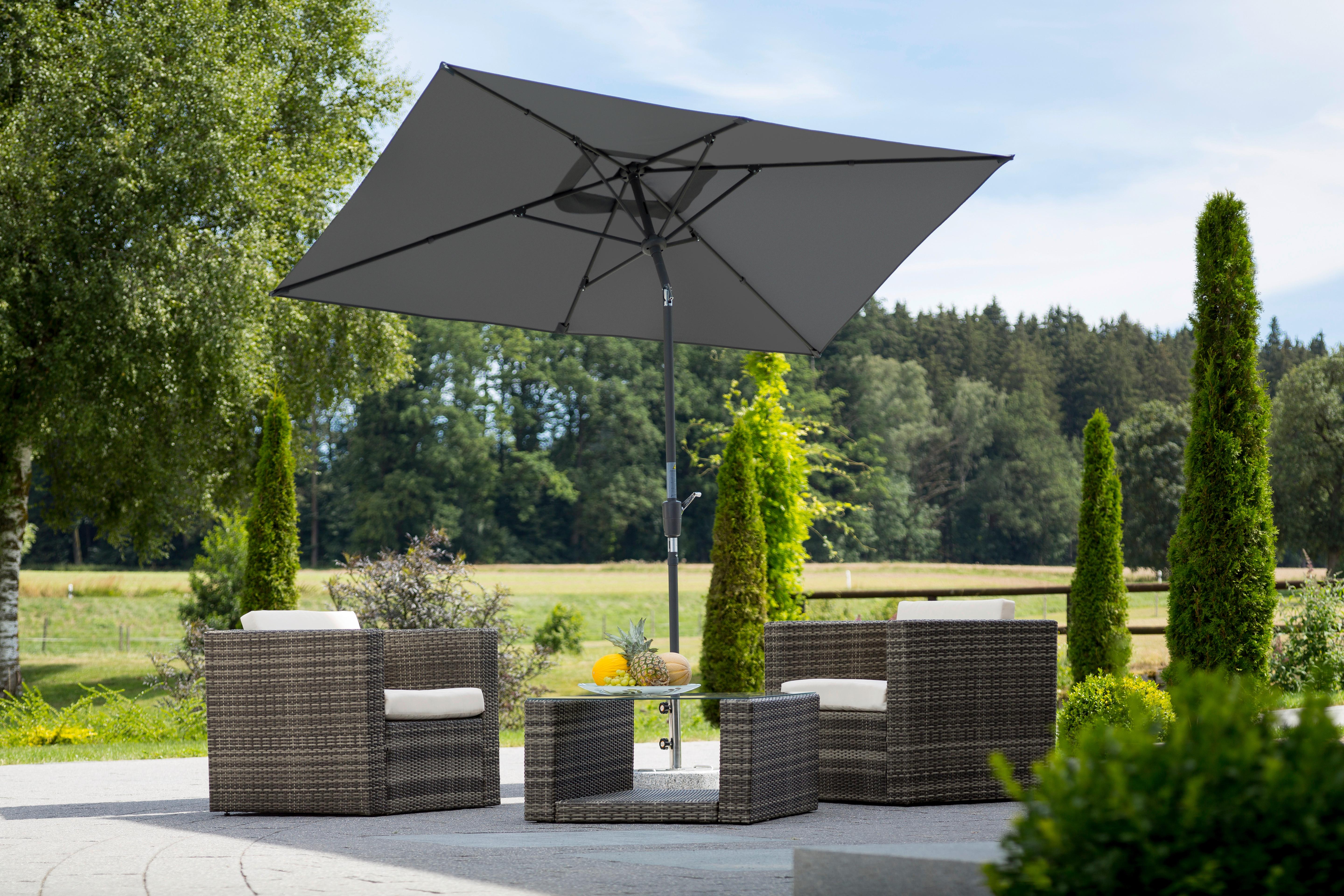 Sonnenschirm Tunis BxHxT: 150x250x270 cm Anthrazit - Anthrazit, Basics, Textil/Metall (150/250/270cm) - Schneider