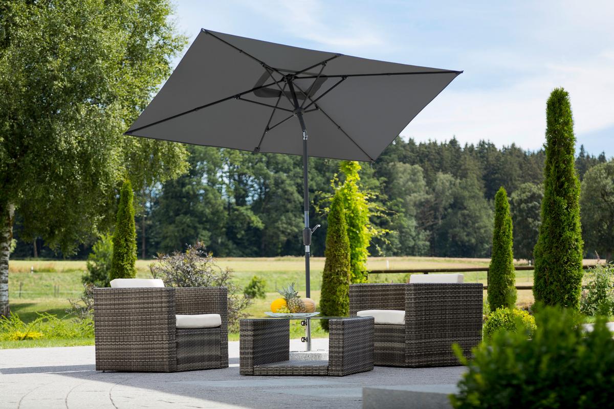 Sonnenschirm Tunis BxHxT: 150x250x270 cm Anthrazit - Anthrazit, Basics, Textil/Metall (150/250/270cm) - Schneider