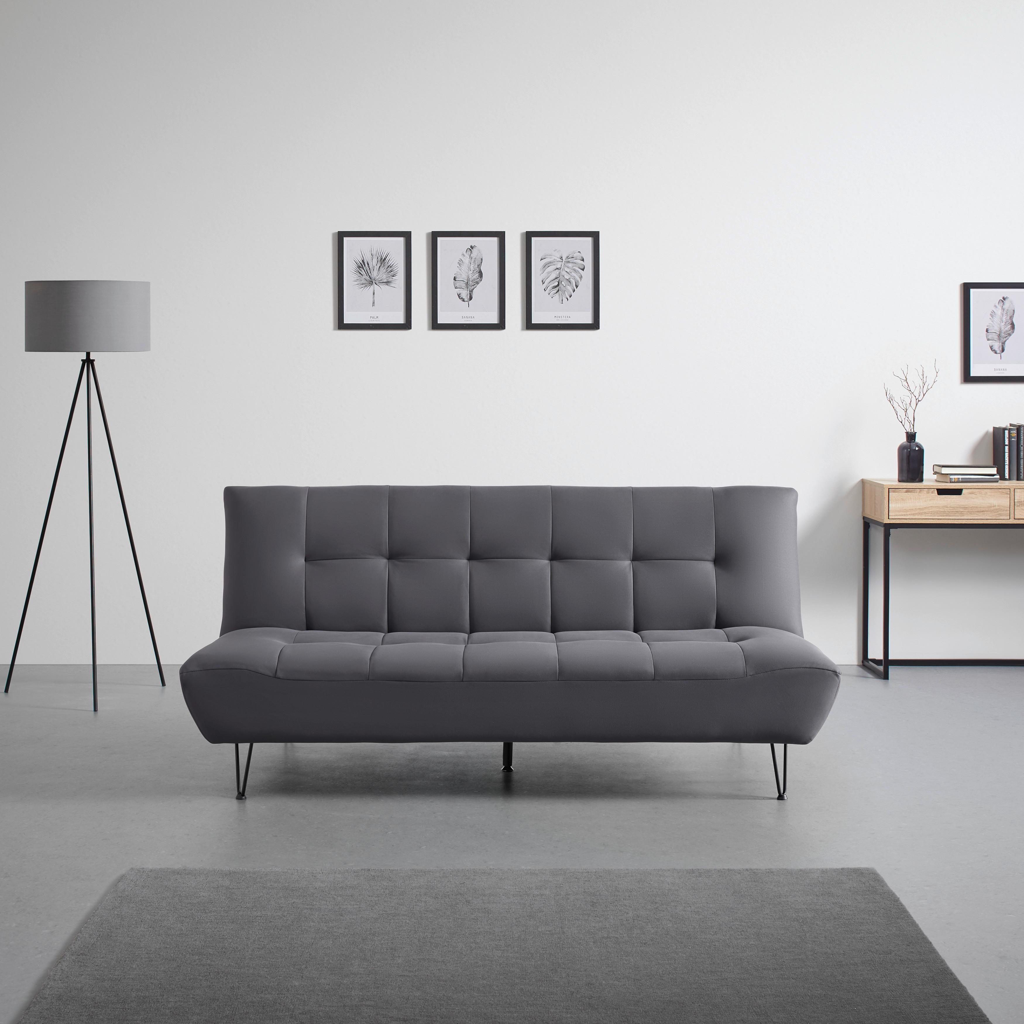 Rozkladacia Pohovka Geli - čierna/tmavosivá, Moderný, kov/drevo (192/88/97cm) - P & B
