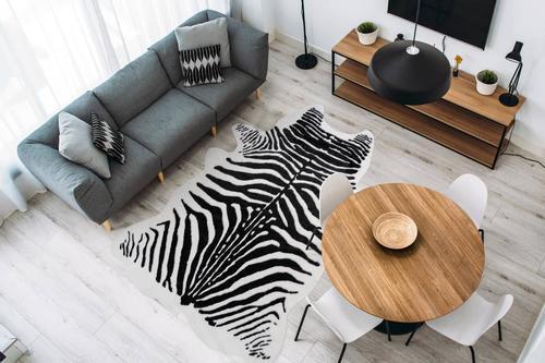 Kunstfell Desert Schwarz/Weiß 160x230 cm, Zebramuster - Schwarz/Weiß, Basics, Textil (160/230cm) - Kayoom