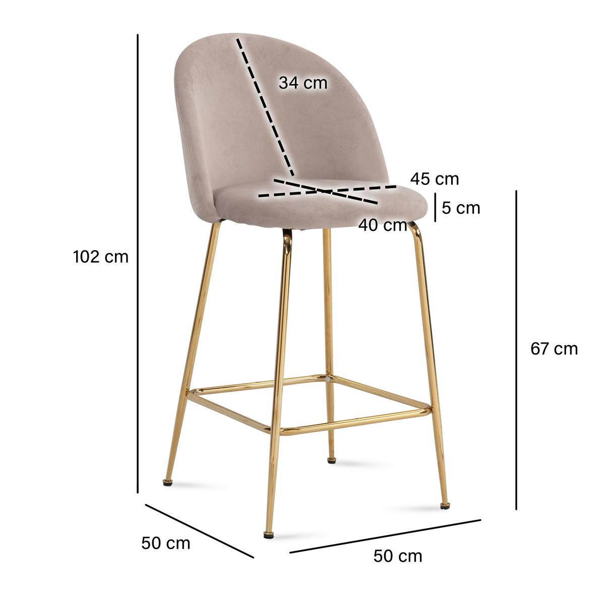 Barhocker-set Beige B: 50 Cm - Beige/Goldfarben, Design, Textil/Metall (50/102/50cm) - MID.YOU