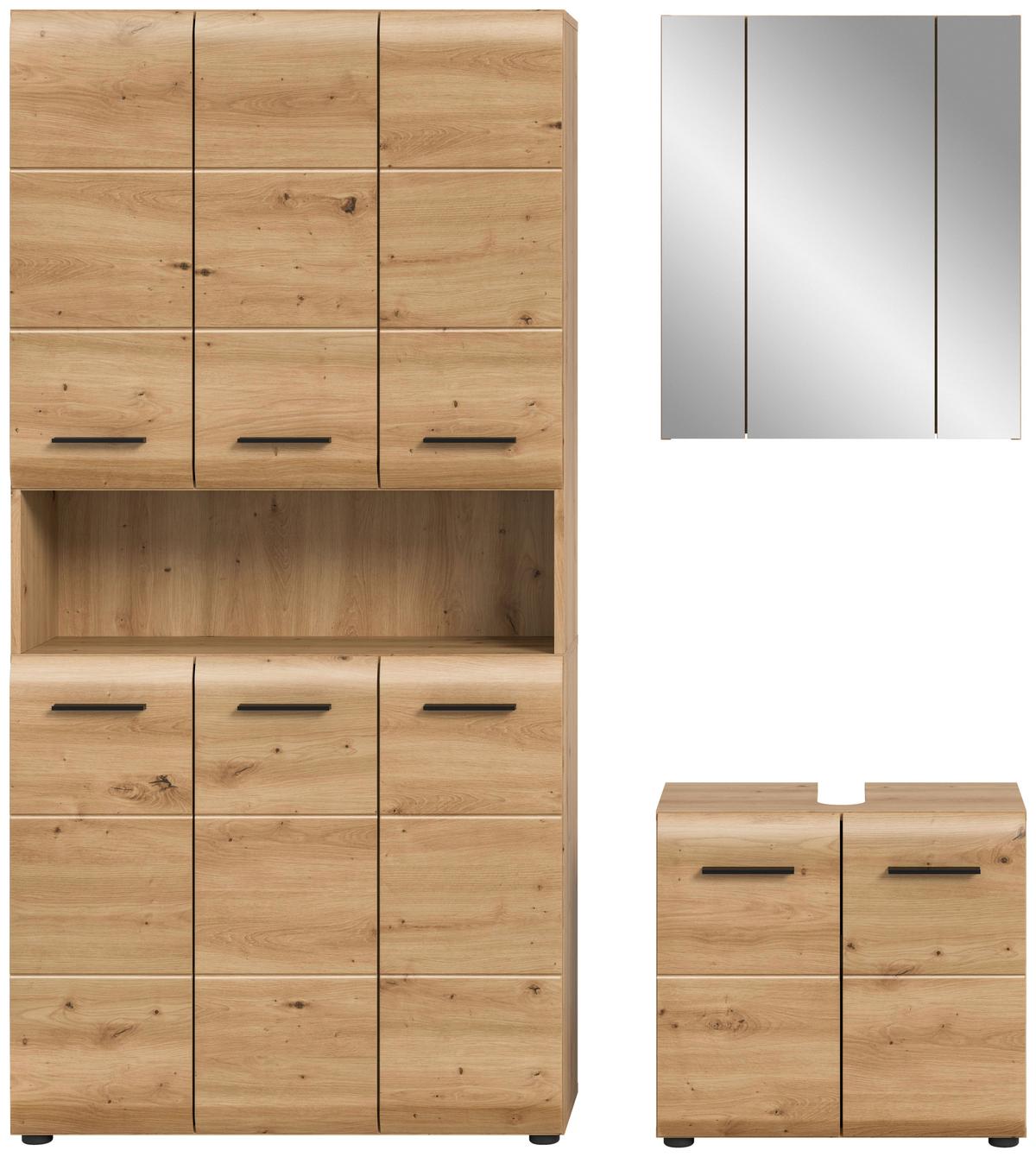 Badezimmer Ice Eiche Artisan Dekor B: 150cm - Schwarz/Eiche Artisan, Basics, Holzwerkstoff (150cm) - MID.YOU
