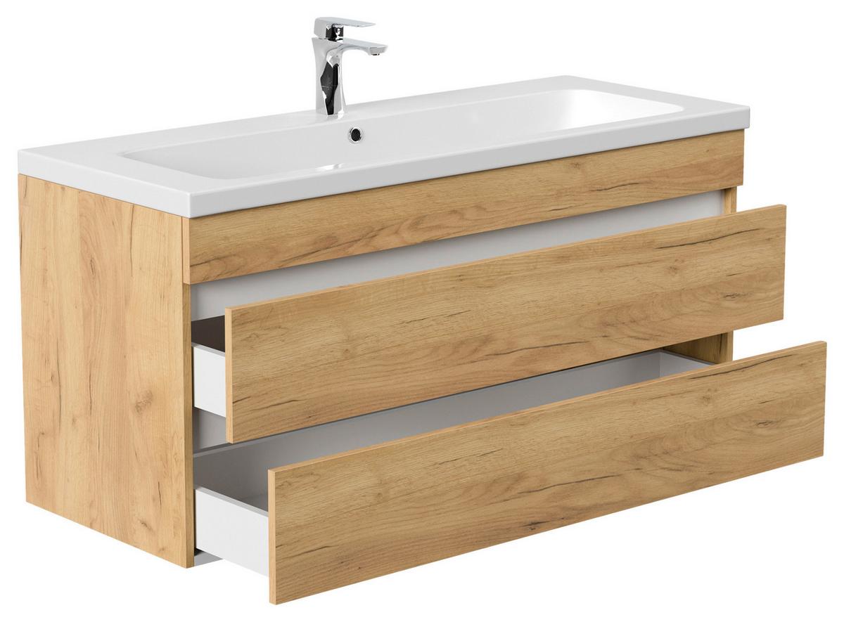 WASCHTISCHKOMBI Fellini Eichefarben B: 120cm - Eichefarben/Weiß, Basics, Holzwerkstoff/Stein (120cm) - MID.YOU