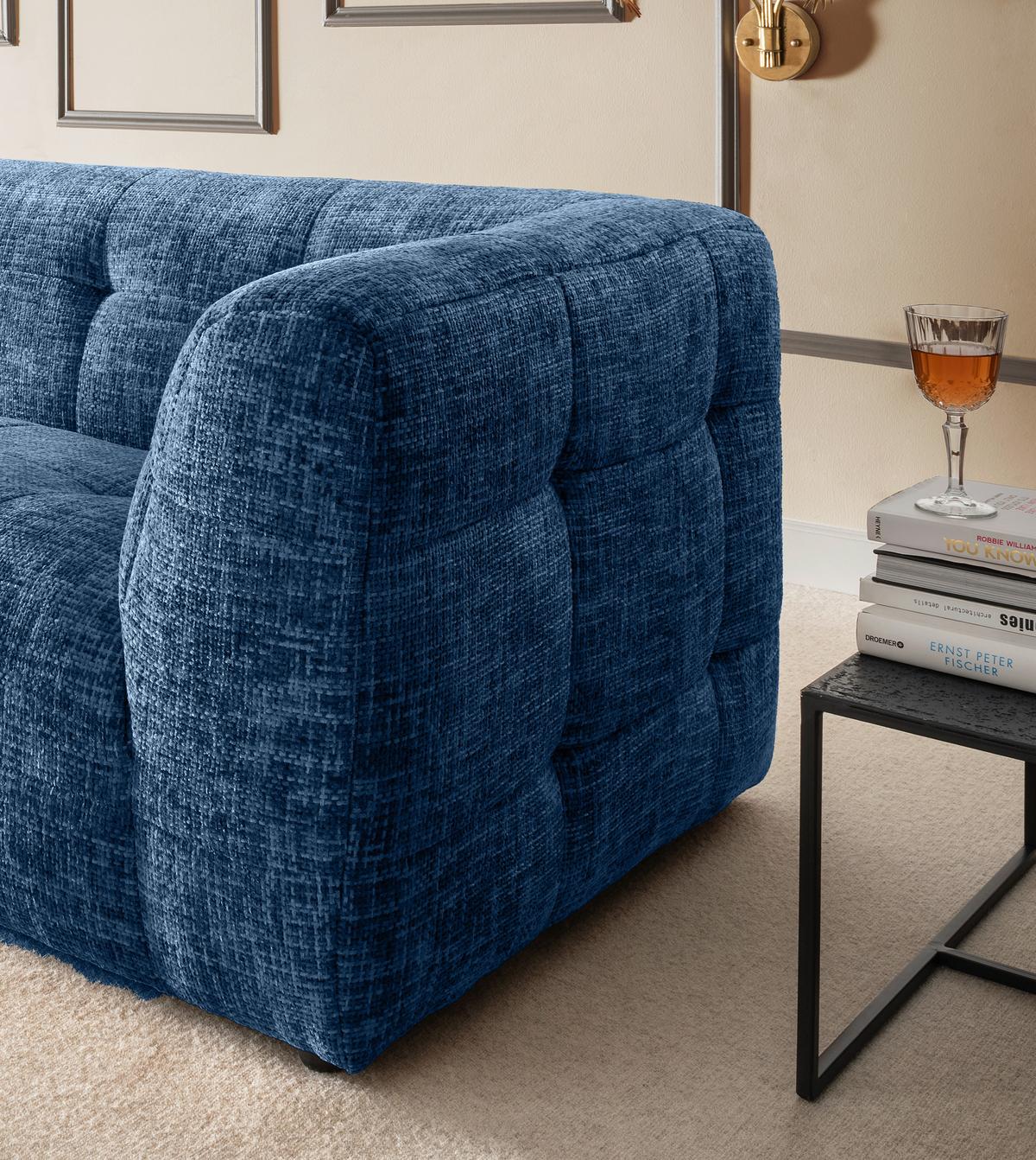2-sitzer-sofa Velice, Blau B: 184 Cm - Blau/Schwarz, Design, Textil (184/72/95cm) - Livetastic