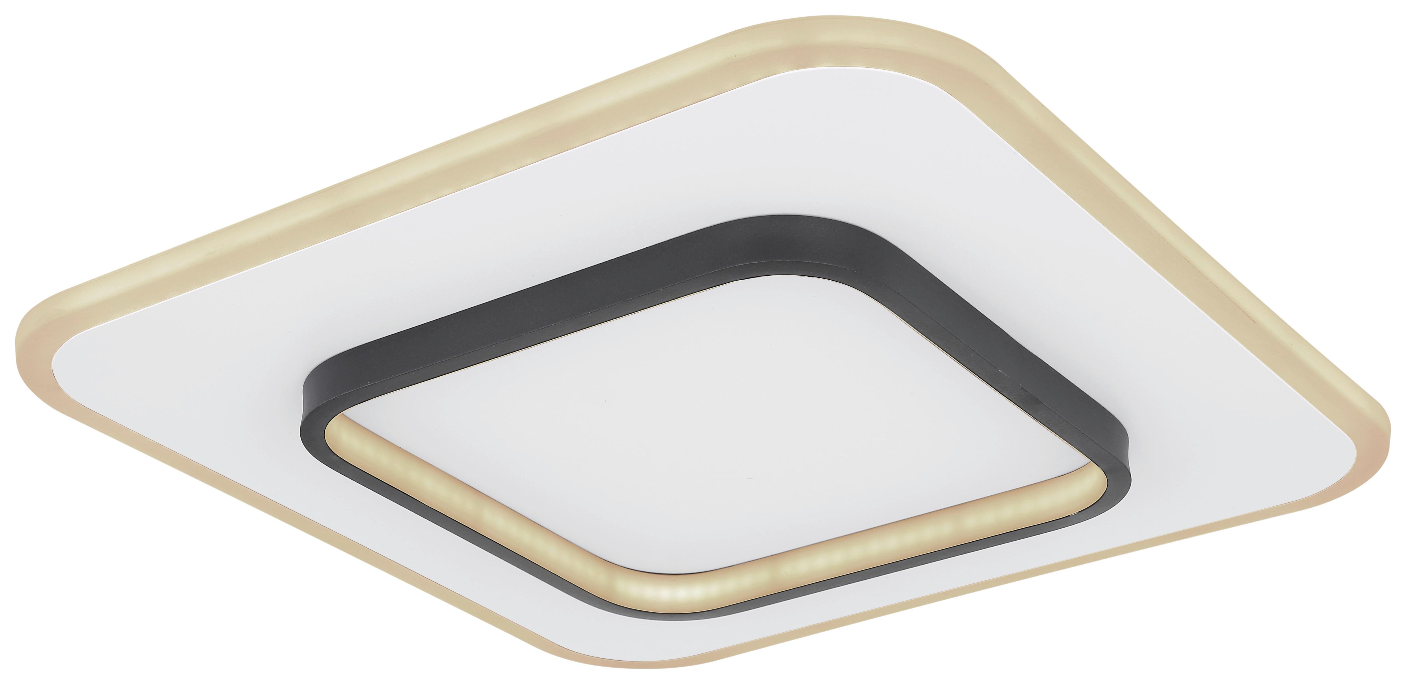 LED-Deckenleuchte Lima L: 45,8 cm mit Fernbedienung - Opal/Schwarz, Basics, Kunststoff/Metall (45,8/45,8/6cm) - Globo