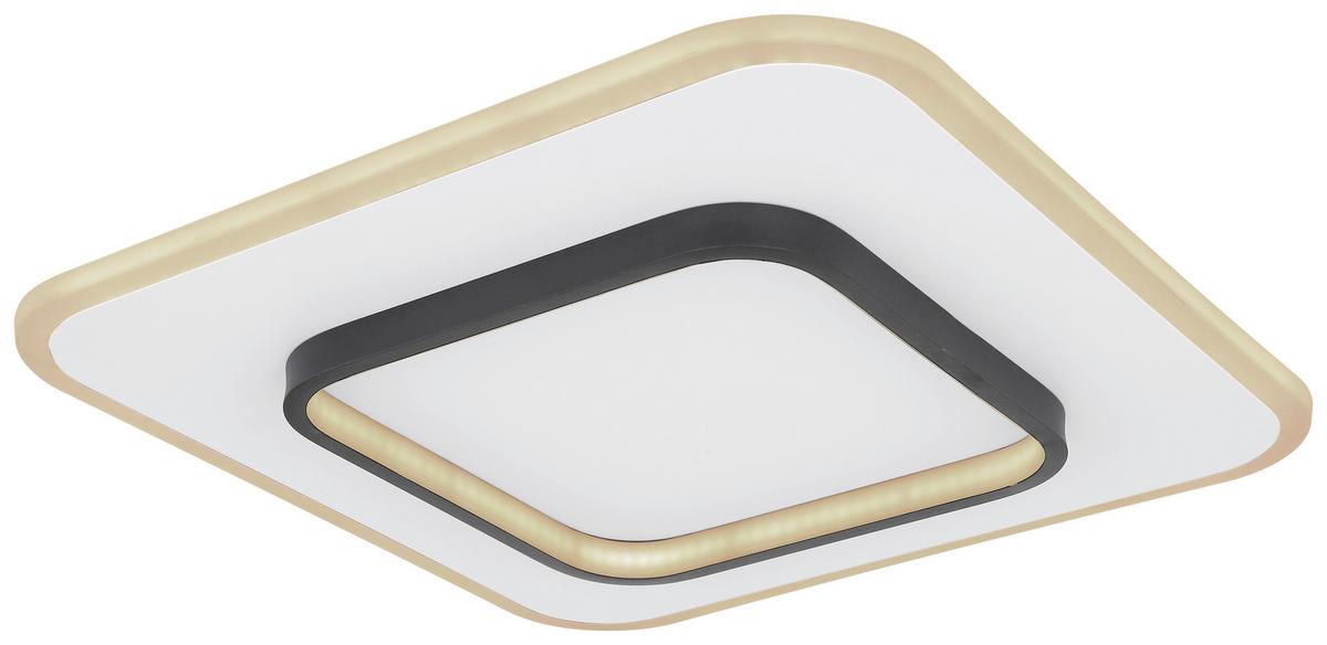 Led-deckenleuchte Lima L: 45,8 Cm Mit Fernbedienung - Opal/Schwarz, Basics, Kunststoff/Metall (45,8/45,8/6cm) - Globo