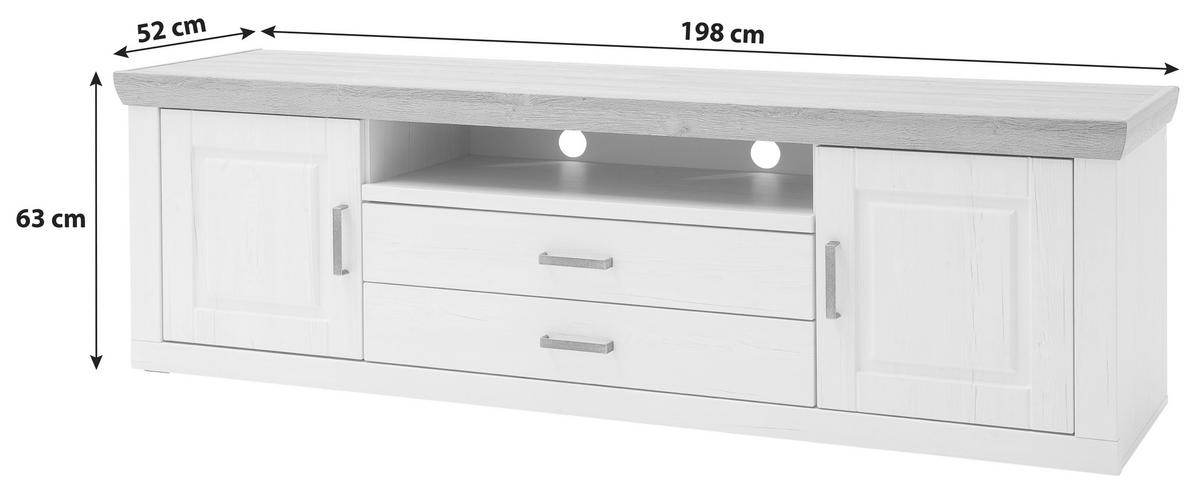 TV-Lowboard Brixen B: 198 cm Eichefarben/Pinienfarben - Eichefarben/Schwarz, LIFESTYLE, Holzwerkstoff (198/63/52cm) - Landscape
