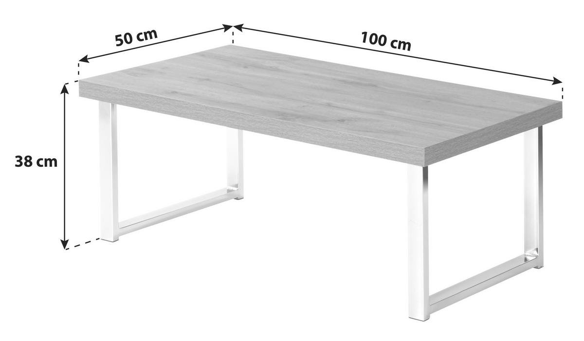 Dohányzóasztal Liverpool - króm/tölgyfa, Modern, fa/fém (100/38/50cm)