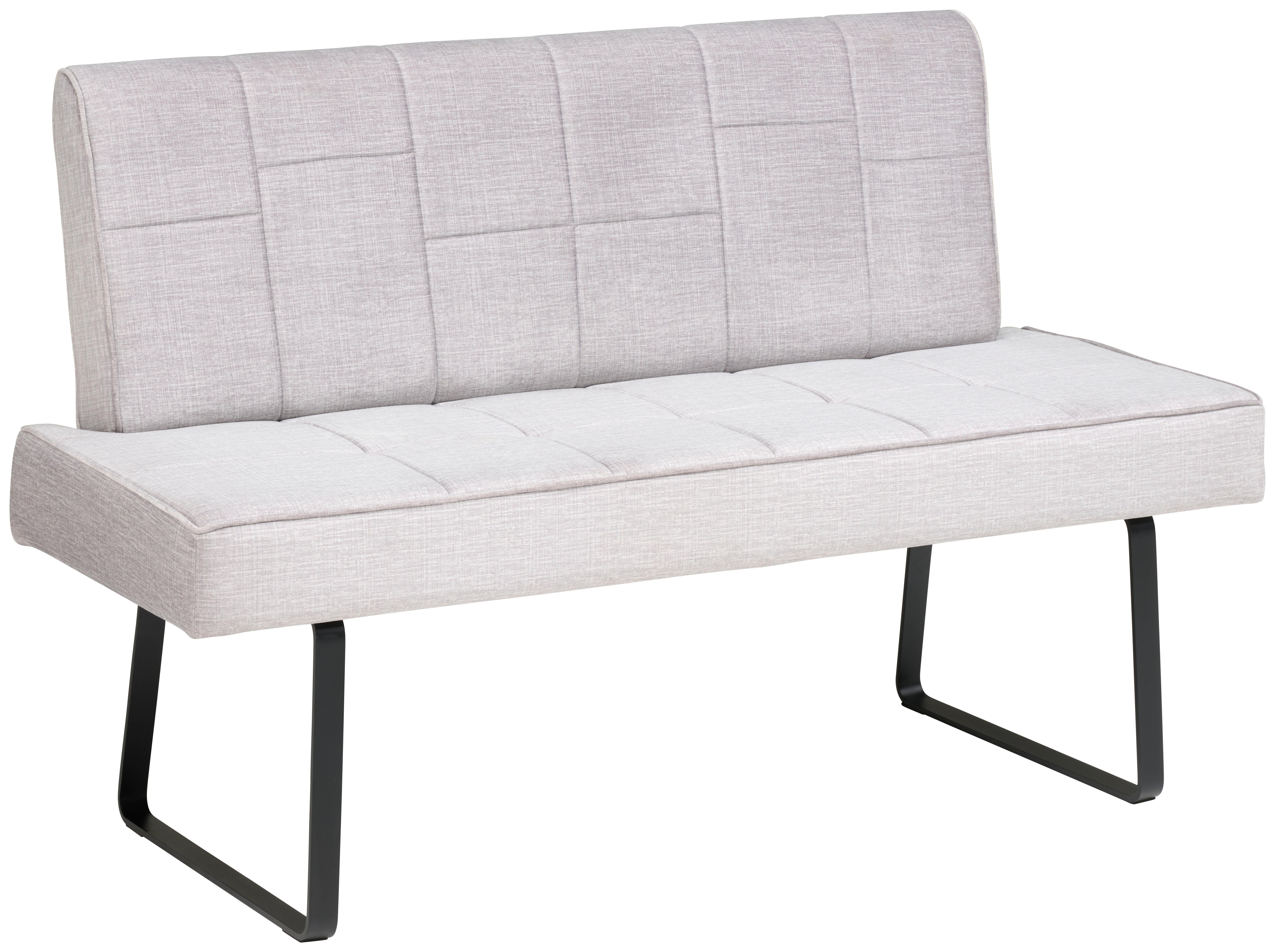 Sitzbank Tilos Mit Lehne Samt Hellgrau, B: 140 Cm - Hellbraun/Hellgrau, KONVENTIONELL, Textil/Metall (140/88/62cm) - MID.YOU