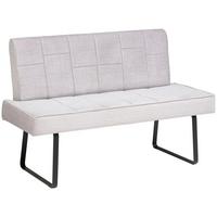 Sitzbank Tilos mit Lehne Samt Hellgrau, B: 140 cm - Hellbraun/Hellgrau, KONVENTIONELL, Textil/Metall (140/88/62cm) - MID.YOU