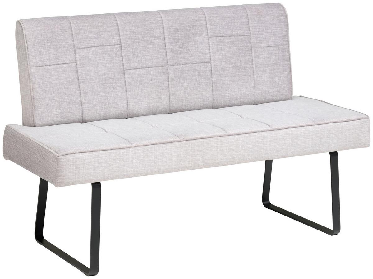 Sitzbank Tilos mit Lehne Samt Hellgrau, B: 140 cm - Hellbraun/Hellgrau, KONVENTIONELL, Textil/Metall (140/88/62cm) - MID.YOU