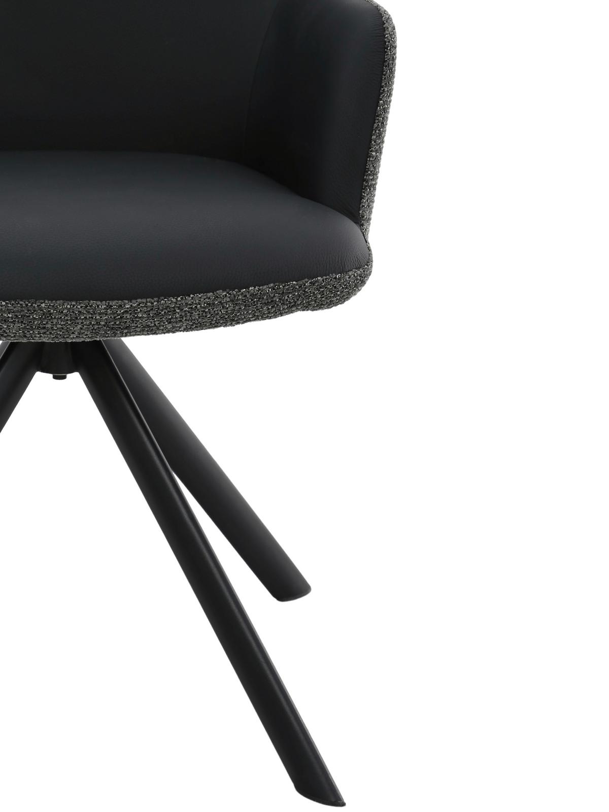 STOLIČKA S PODRÚČKAMI JOSY - čierna/sivá, Design, kov/koža (57/86/61cm) - Mömax