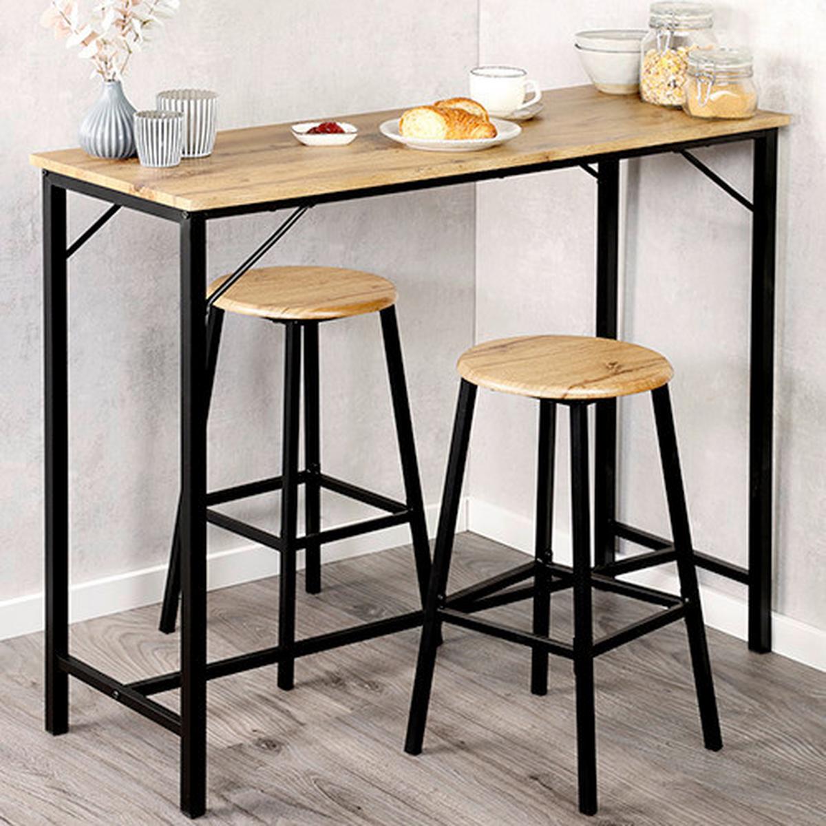 BARTISCH Schwarz/Eichefarben B: 110cm - Eichefarben/Schwarz, Trend, Holzwerkstoff/Metall (110/40/88cm) - Kesper