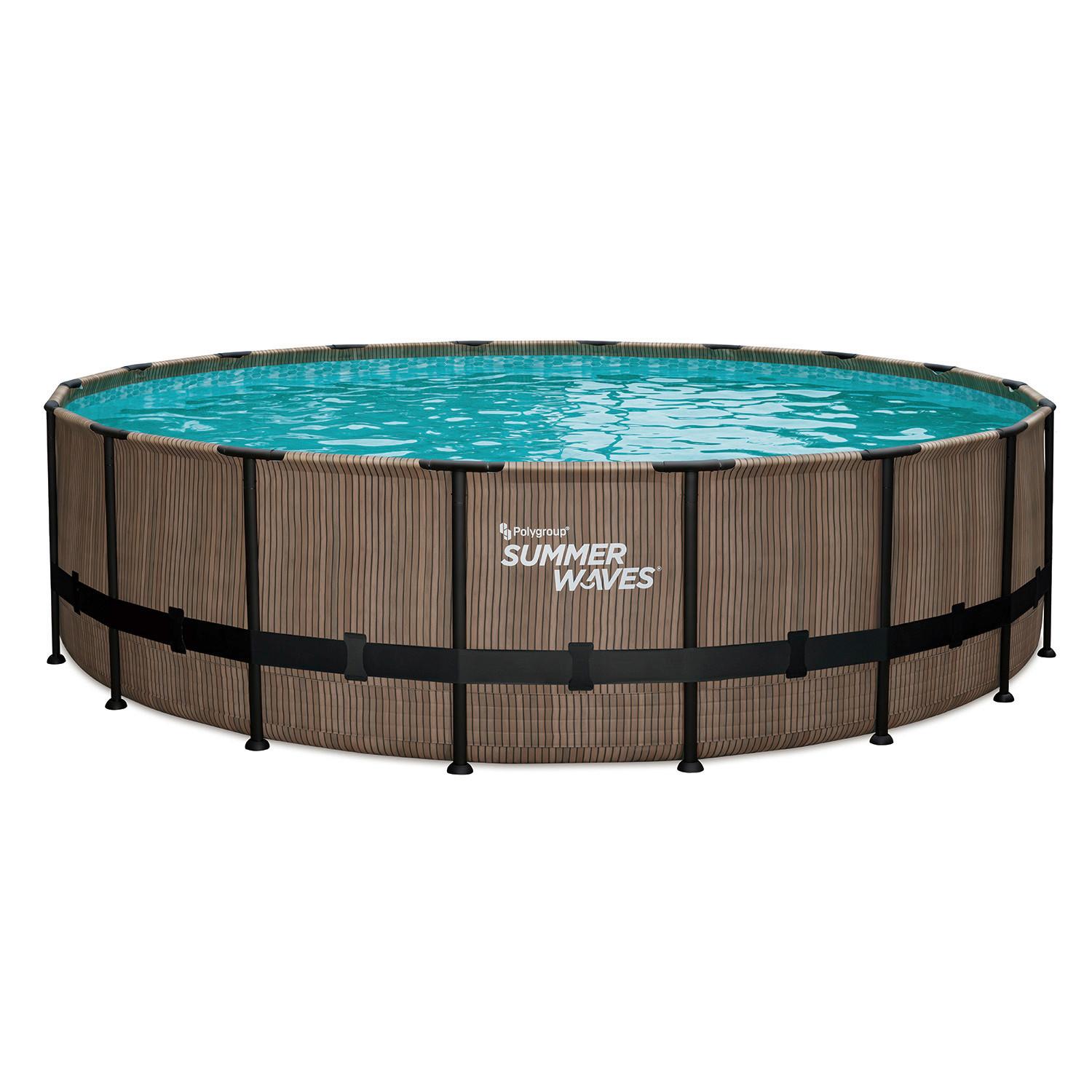 Aufstellpool Rund mit Leiter D: 549 cm - Teakfarben, KONVENTIONELL, Kunststoff (549/132cm)
