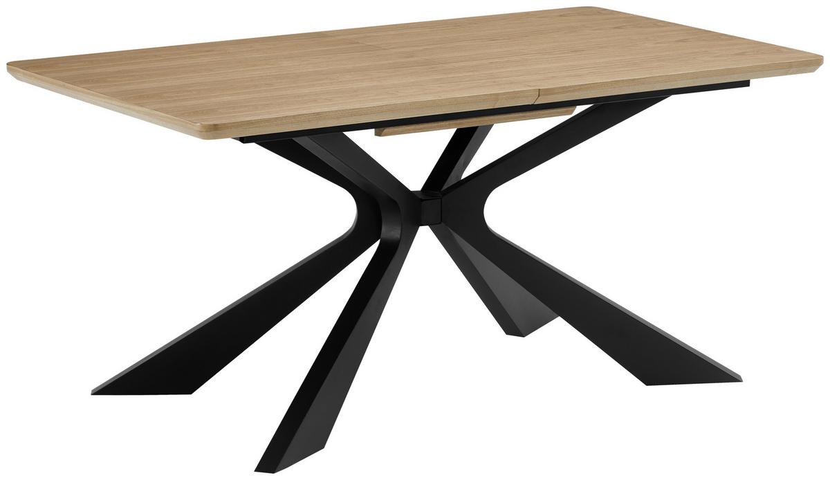 Esstisch Lulea Eichefarben/SchwaezL:160-210cm - Eichefarben/Schwarz, MODERN, Holz/Holzwerkstoff (160/210/90/76cm) - P & B