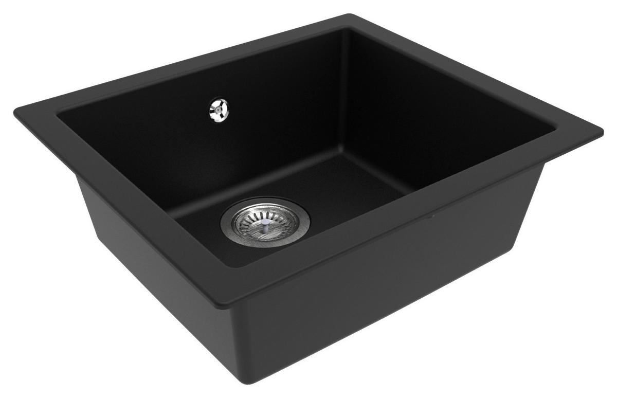 Spüle Respekta Ohio Kunsstein Bxt: 50x44 Cm - Schwarz, Trend, Glas/Kunststoff (50/19/44cm) - Respekta