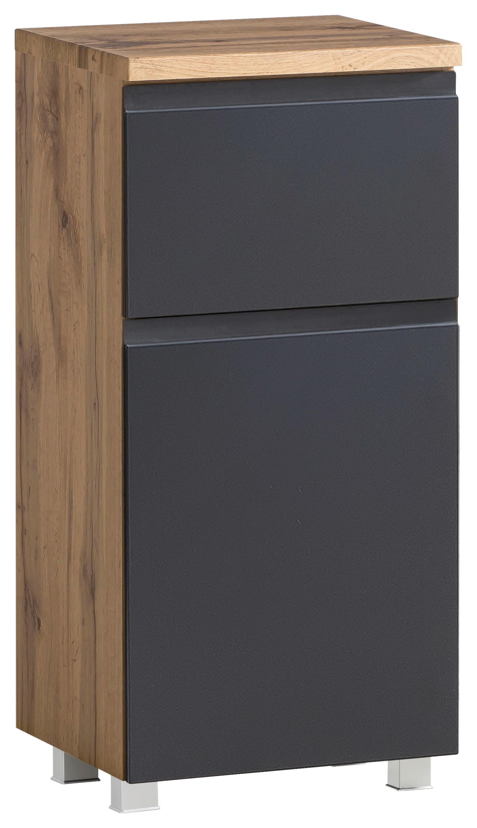 Unterschrank Varese B: 40 cm Grau/Eiche Wotan - Eiche Wotan/Grau, MODERN, Holzwerkstoff (40/79/35cm) - Held