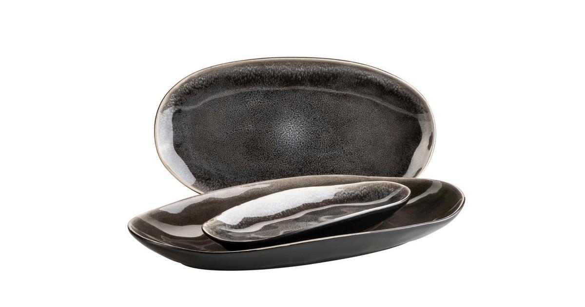 Lot 4 Tasses Café Mäser Niara 465ml - Grès Céramique Gris/Noir Vintage