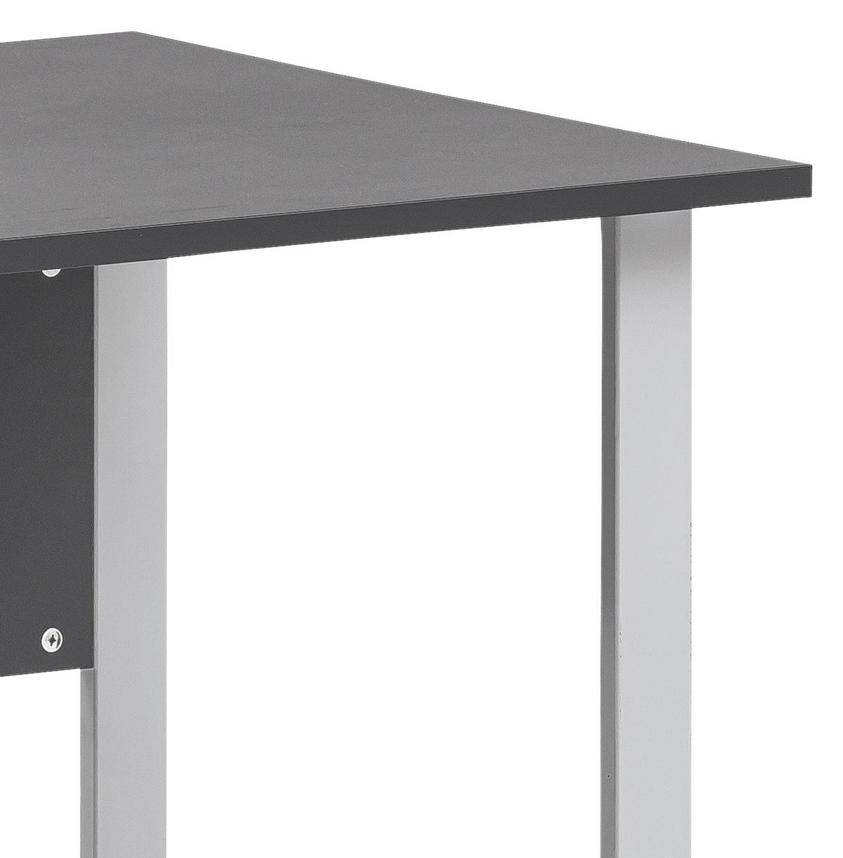 Schreibtisch B 160 H 73,2 cm Serie 1500 Anthrazit - Anthrazit/Alufarben, KONVENTIONELL, Holzwerkstoff/Metall (160/75/73,2cm) - MID.YOU