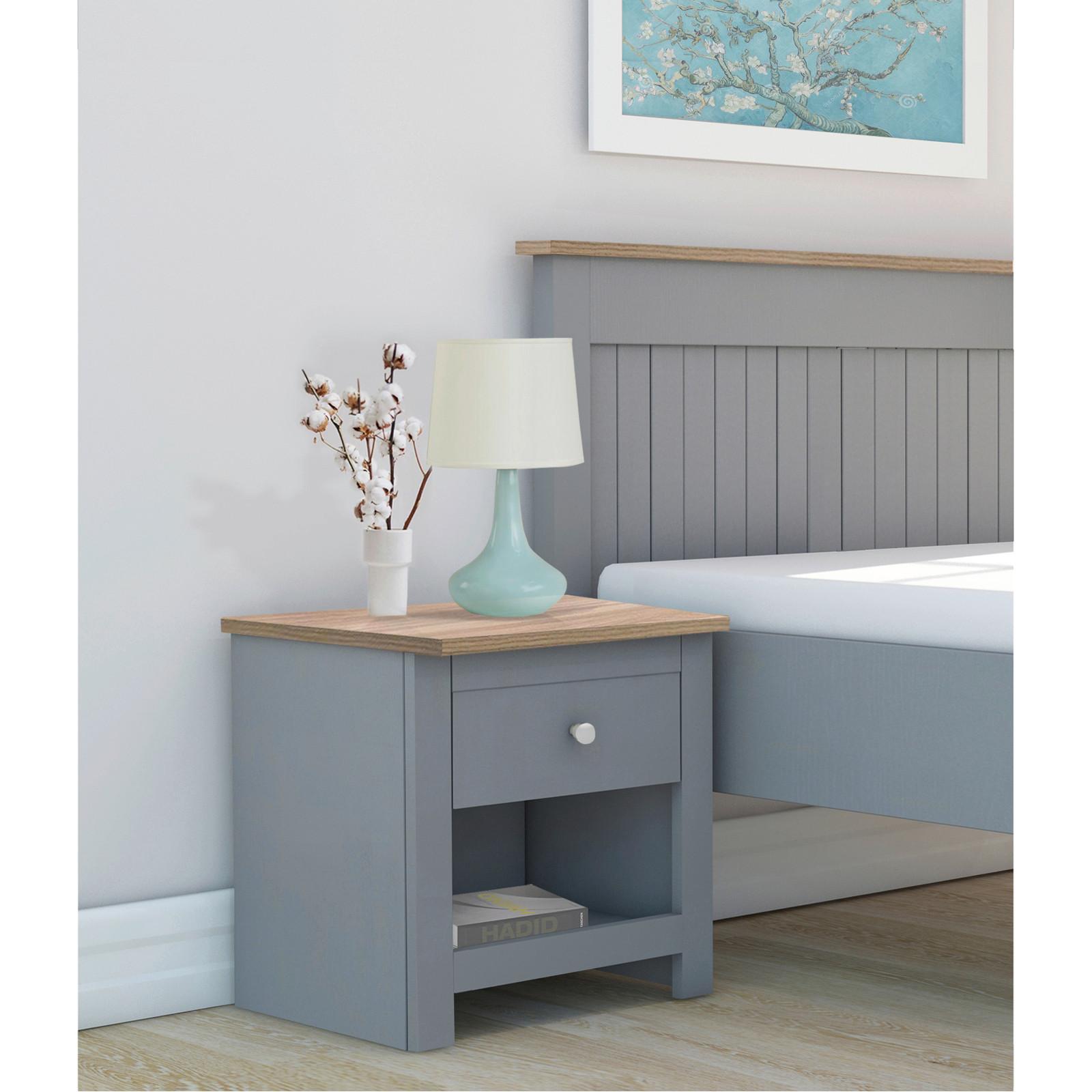 Nachttisch Emerald Grau B: 45 Cm - Naturfarben/Grau, Design, Holzwerkstoff/Metall (45/46/35cm) - MID.YOU
