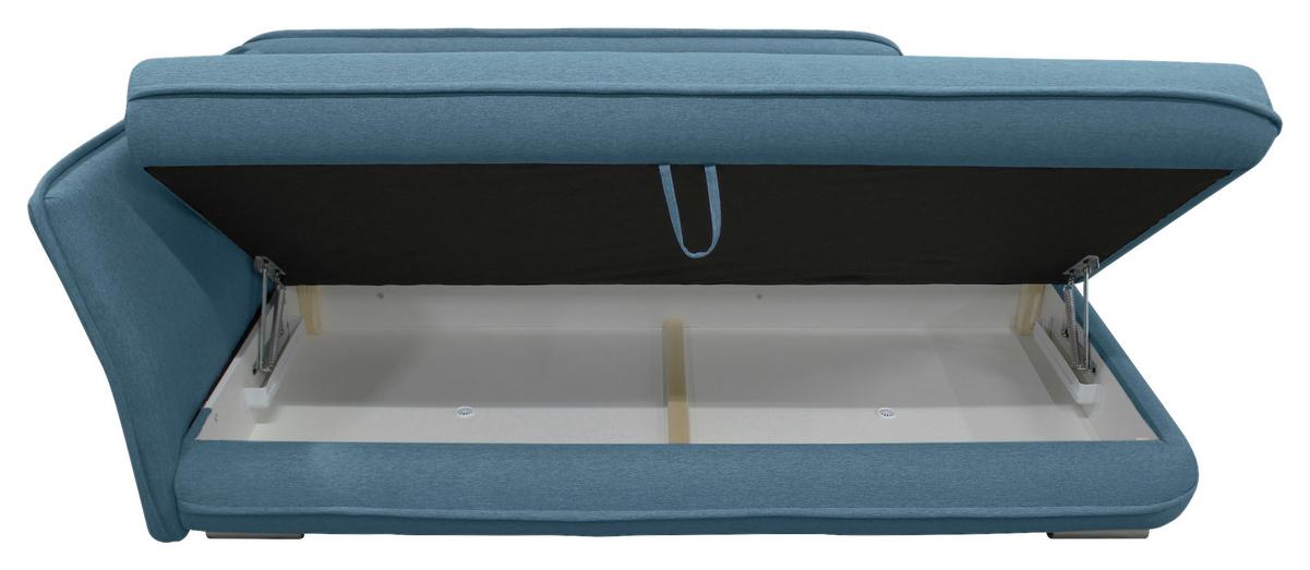 Liege LATTE Petrolfarben inkl. Bettkasten Ottomane links - Blau/Silberfarben, Design, Textil (107/84-99/224cm) - MID.YOU