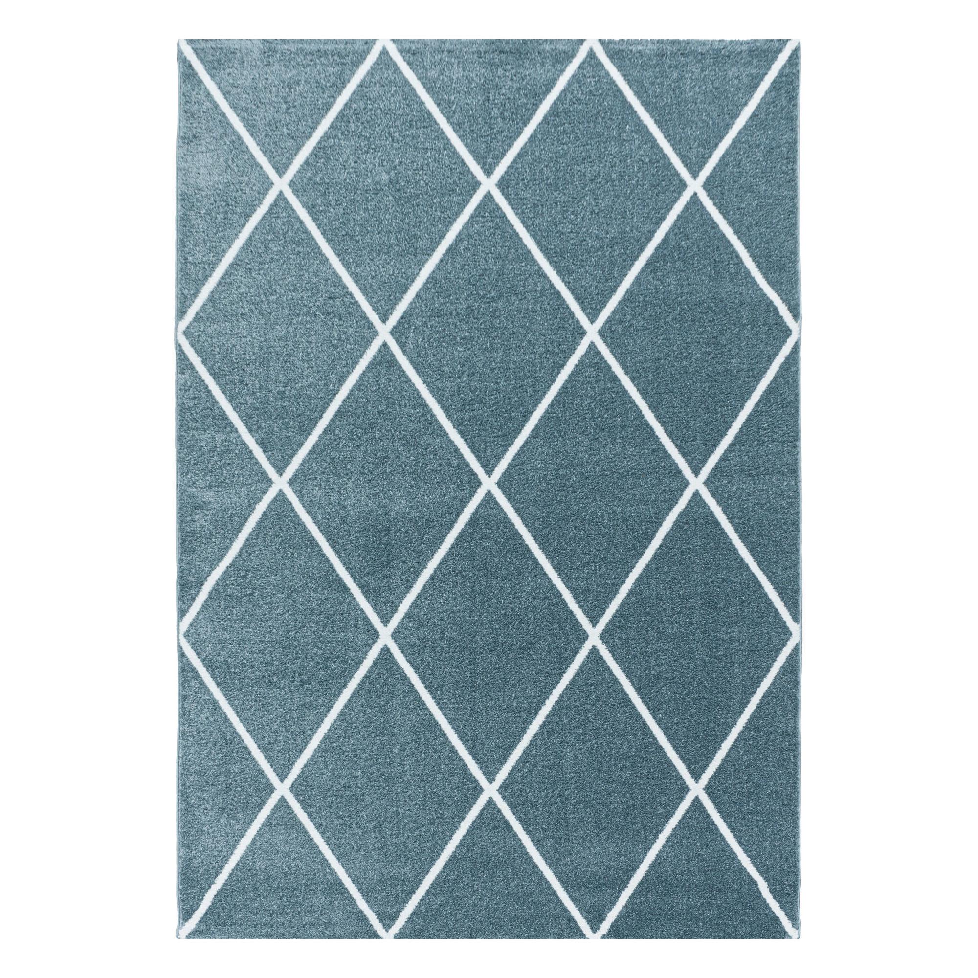 Hochflor Teppich Blau/Weiß Rio 80x150 cm - Blau, Basics, Textil (80/150cm)