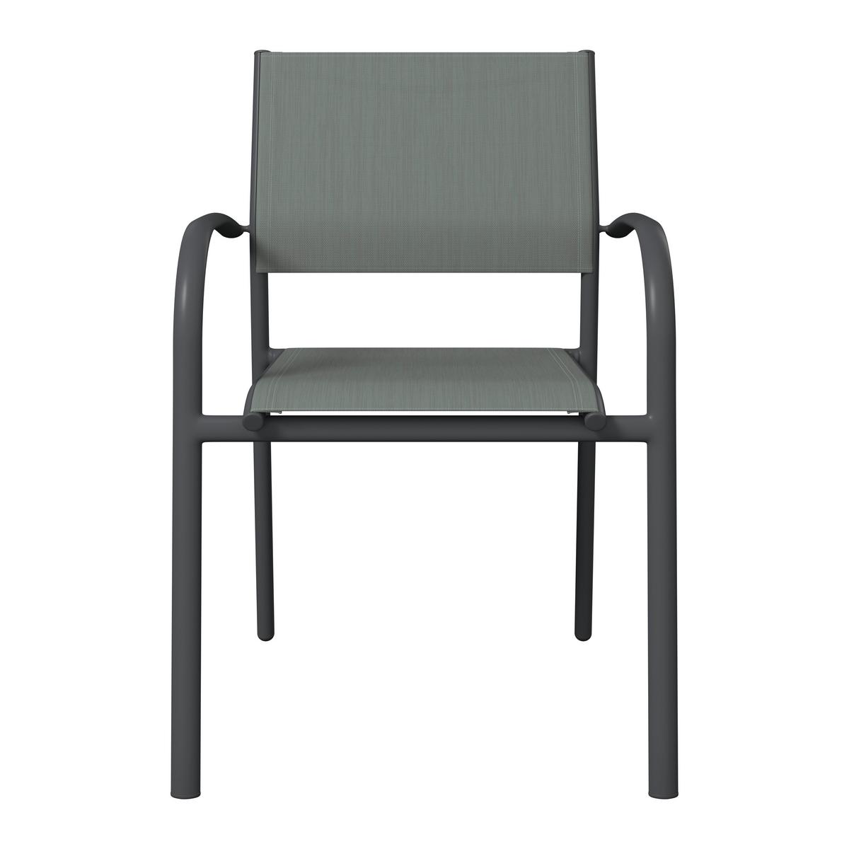 Gartensessel Paris - Anthrazit/Weiß, MODERN, Textil/Metall (57/85/57cm) - Beldano