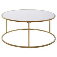 Couchtisch Sol Coffee - Goldfarben/Weiß, KONVENTIONELL, Holzwerkstoff/Metall (89,5/89,5/41cm) - Livetastic