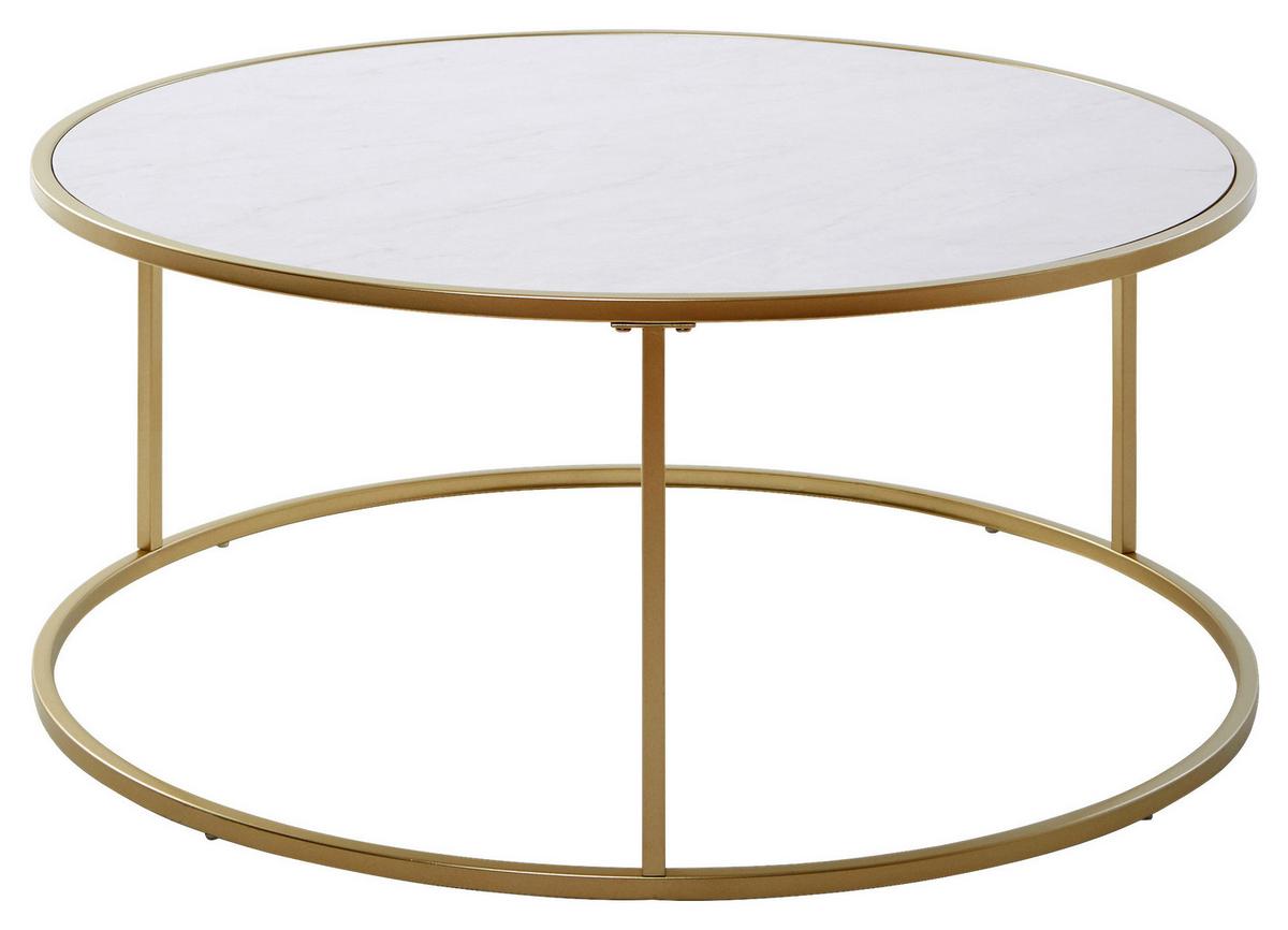 Couchtisch Sol Coffee - Goldfarben/Weiß, KONVENTIONELL, Holzwerkstoff/Metall (89,5/89,5/41cm) - Livetastic