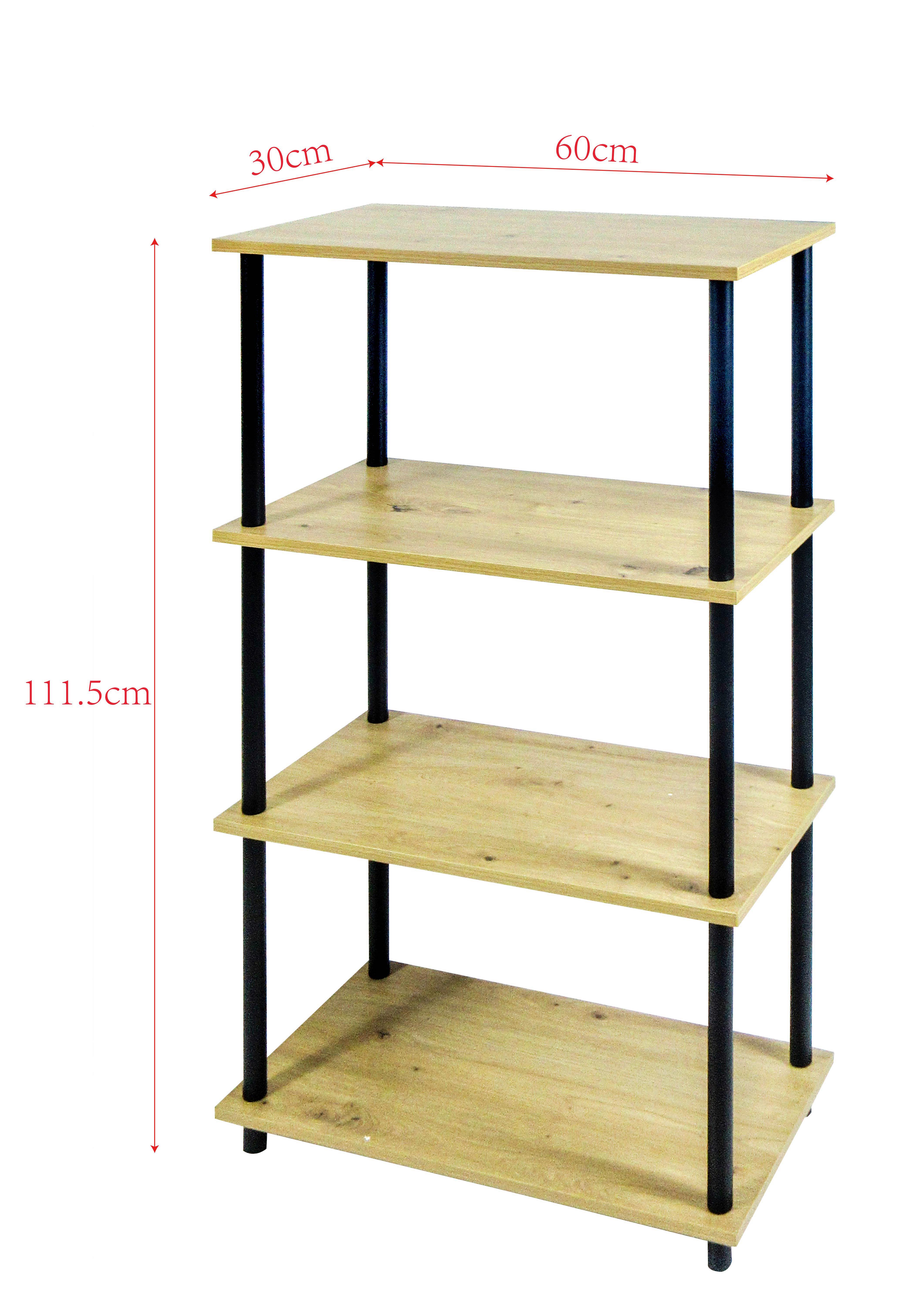 Regal Timilli 4 - Schwarz/Naturfarben, MODERN, Holzwerkstoff/Metall (60/111,5/30cm)