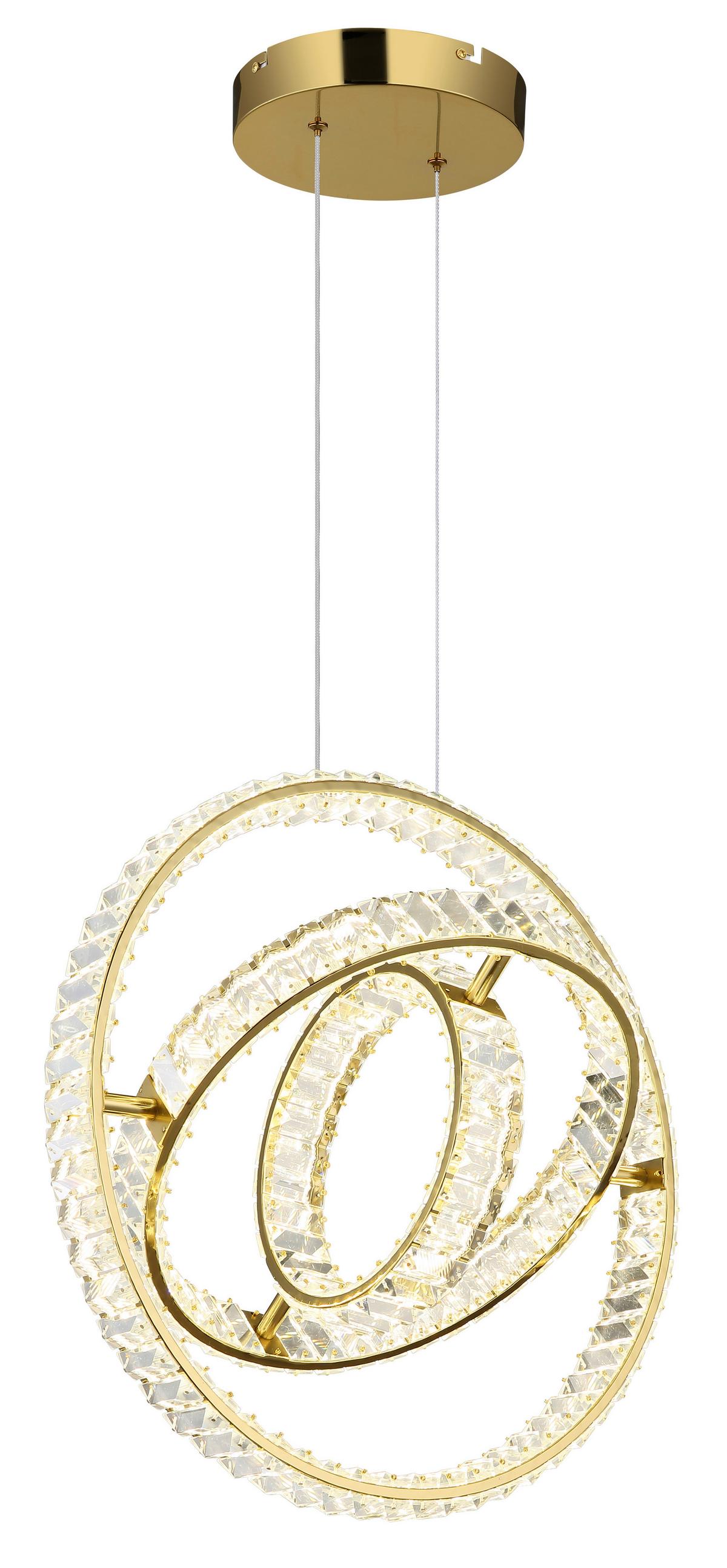 Hängeleuchte Neil Kristallglas ca. 50x40x120 cm - Klar/Goldfarben, Design, Glas/Metall (50/40/120cm) - Globo