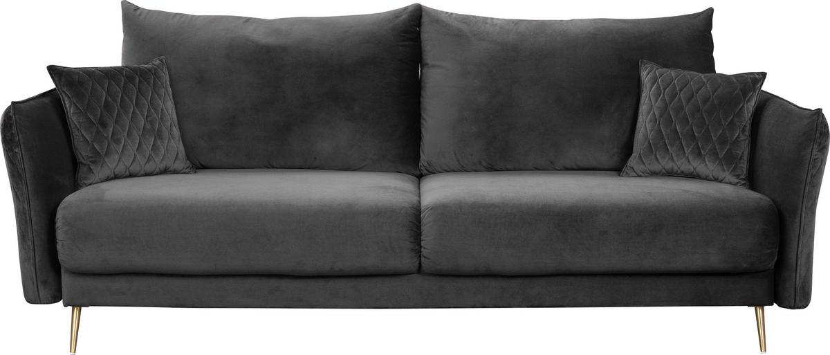 2-Sitzer-Sofa Mit Schlaffunktion Empoli Grau - Goldfarben/Grau, Basics, Textil (235/96/104cm) - MID.YOU