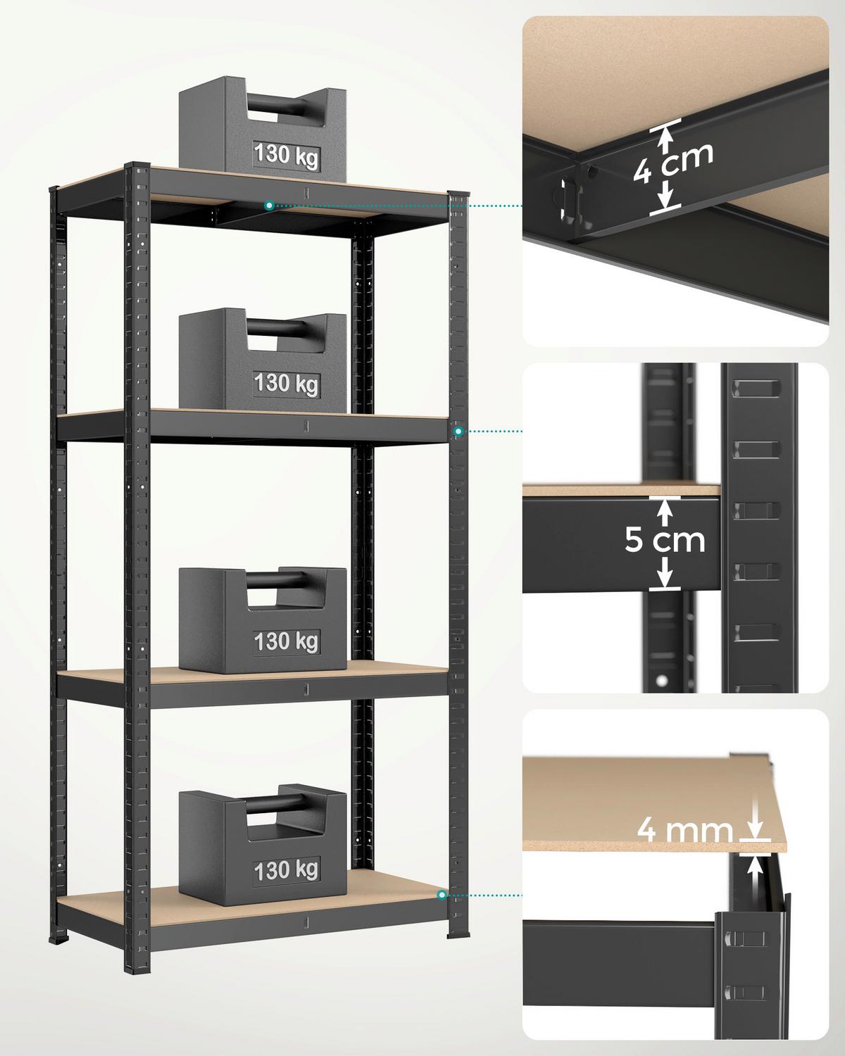 Schwerlastregal Shelving Naturfarben/schwarz B: 80 Cm - Schwarz/Naturfarben, Basics, Holzwerkstoff/Metall (80/160/40cm)
