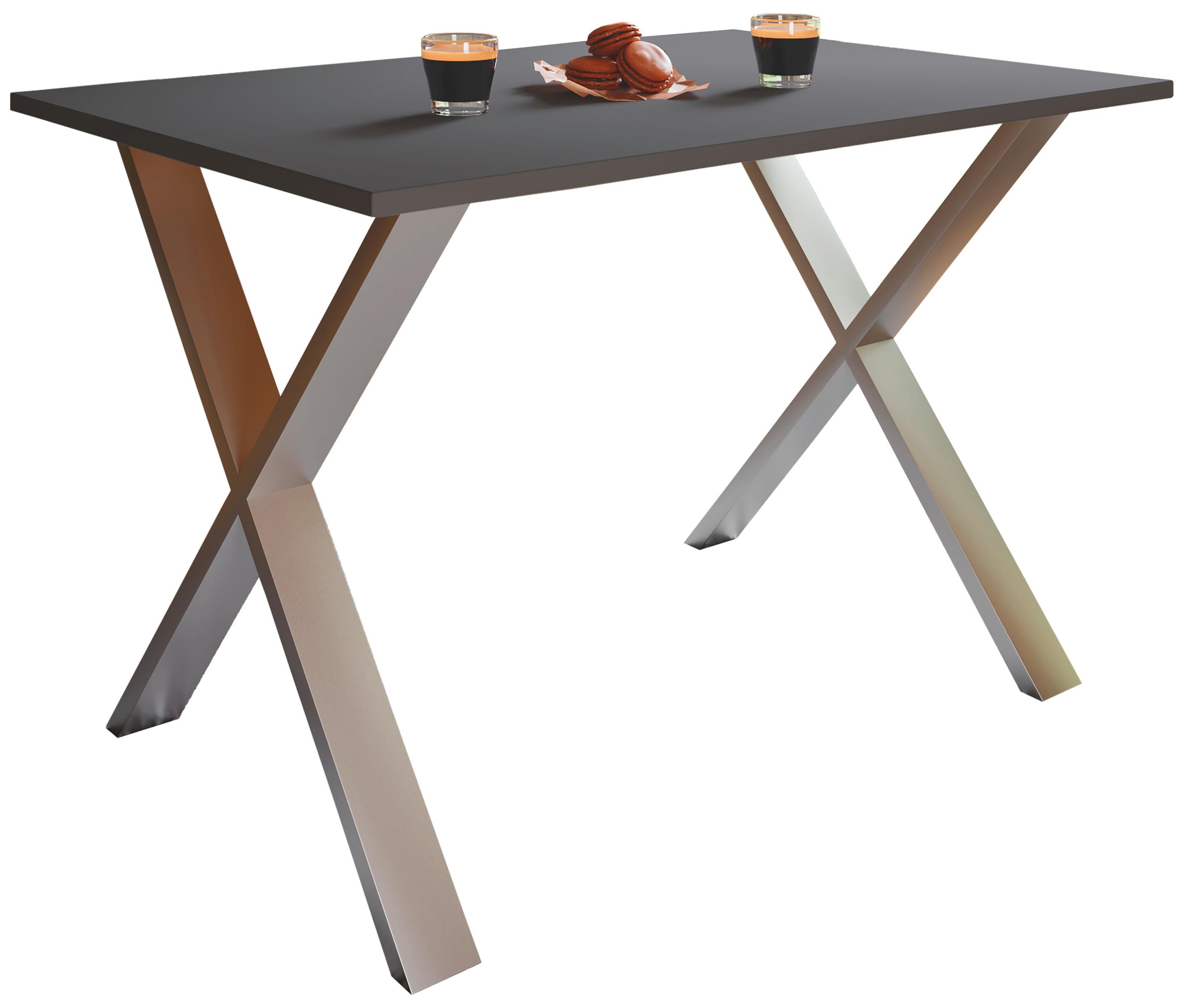Esstisch Xona Silberfarben L: 110 cm - Anthrazit/Silberfarben, Basics, Holzwerkstoff/Metall (110/50/76cm) - MID.YOU