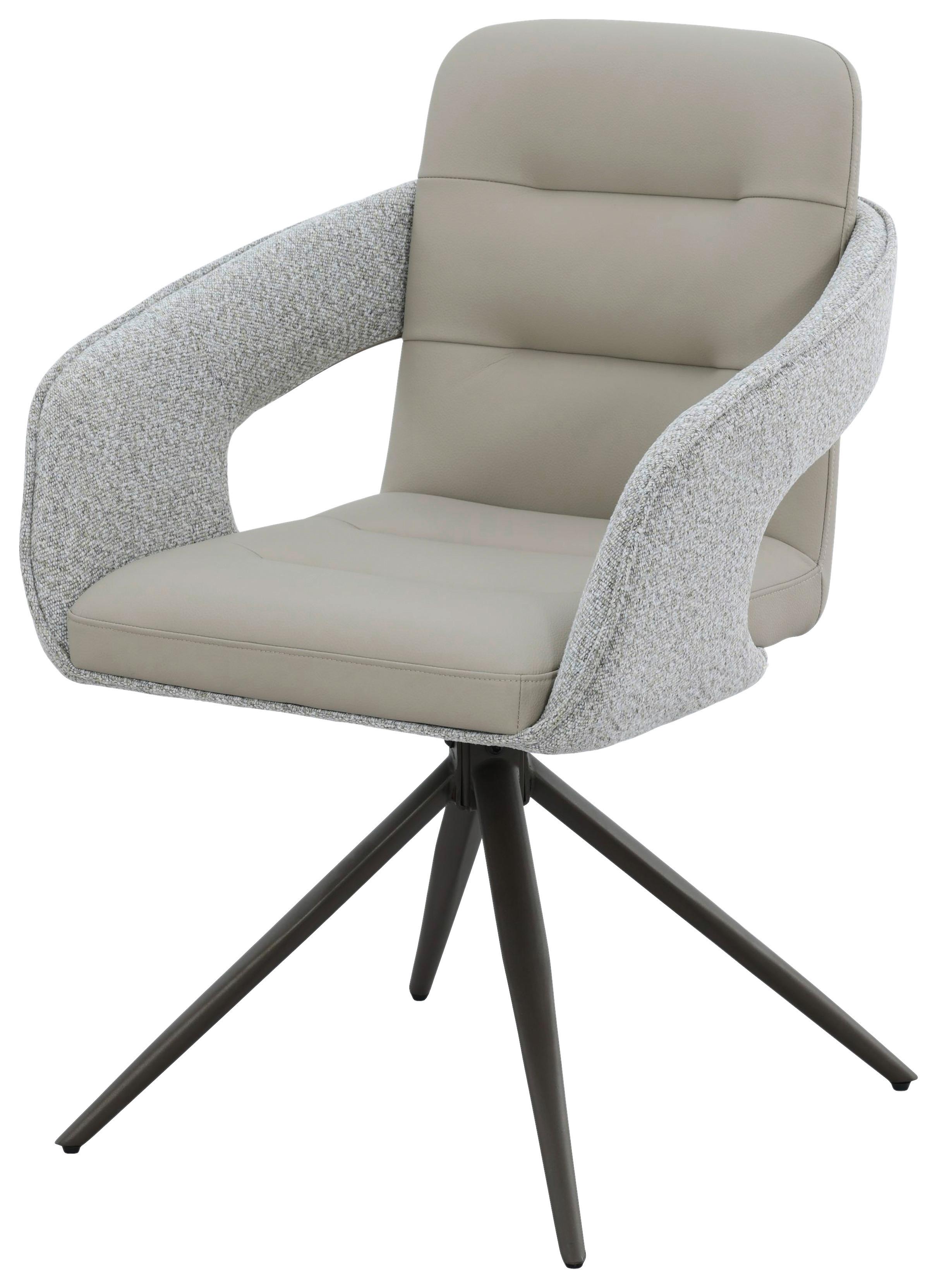 Armlehnstuhl Francesco Taupe B: 61 cm - Hellbraun/Schwarz, MODERN, Textil/Metall (61/87,5/62,5cm) - MID.YOU