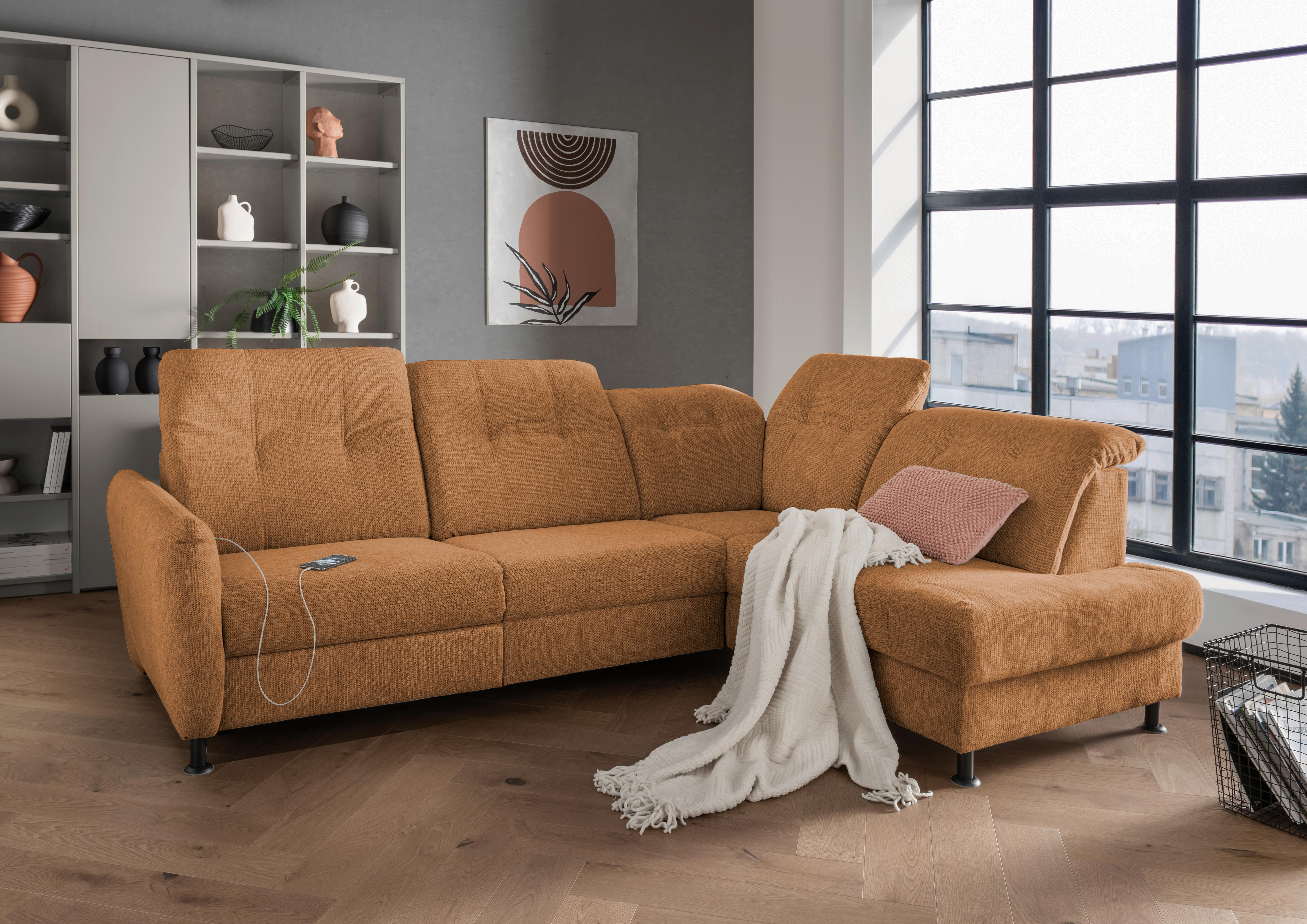 Ecksofa Minori Chenille Currygelb, S: ca. 270x198 cm - Currygelb/Schwarz, MODERN, Textil (270/198cm) - Livetastic