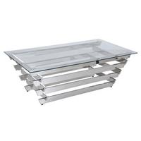 Couchtisch Silberfarben B: 70 Cm - Klar/Silberfarben, Design, Glas/Metall (130/70/45cm) - Livetastic