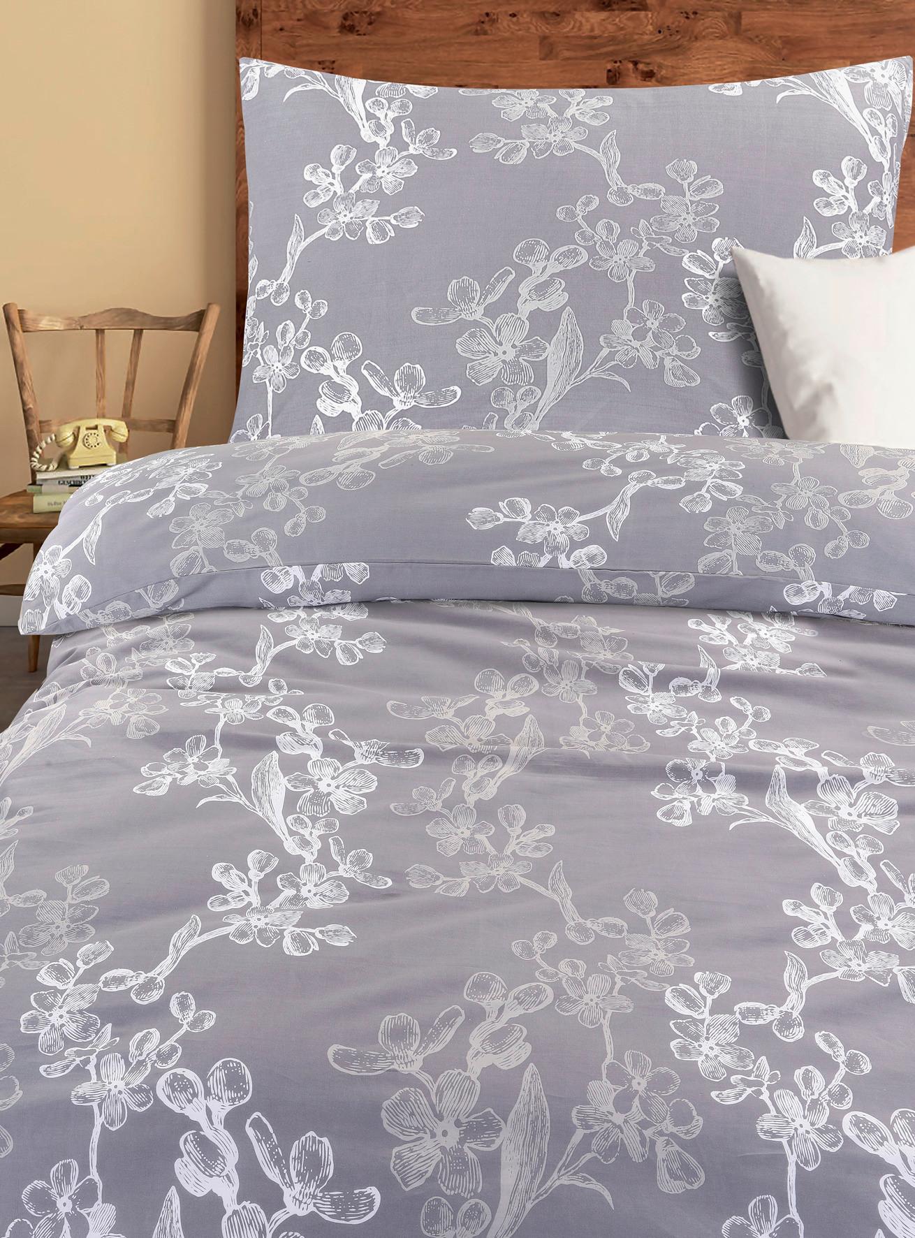 Ágyneműhuzat-garnitúra Evelin - világosszürke/fehér, Romantik / Landhaus, textil - James Wood