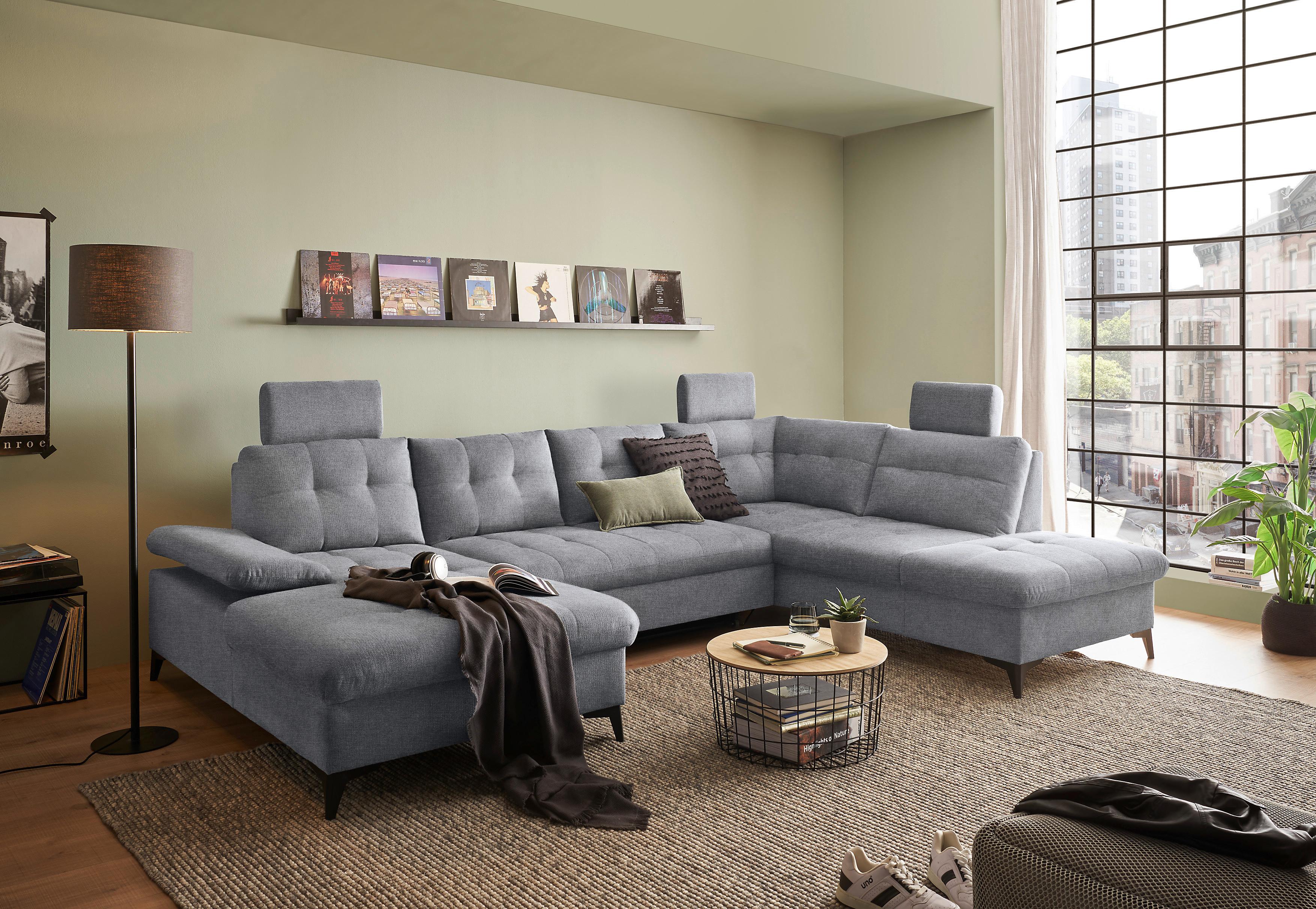 Wohnlandschaft Durban U Grau U: 170/324/218 cm - Schwarz/Grau, KONVENTIONELL, Textil (170/324/218cm) - MID.YOU