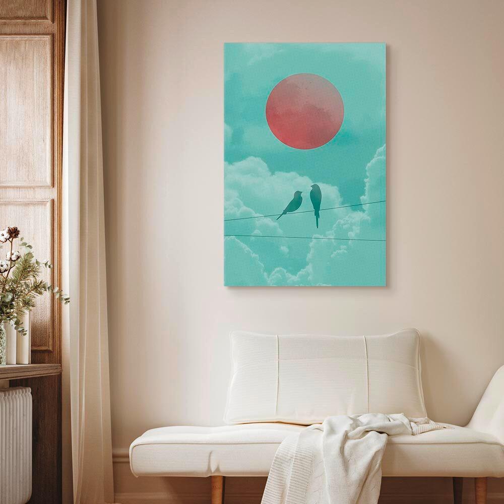 Leinwandbild Pastel Sunset Rosa Pastellgrün B: 60 Cm - Pastellgrün/Rosa, Basics, Holz/Textil (60/90/1.2cm) - artgeist