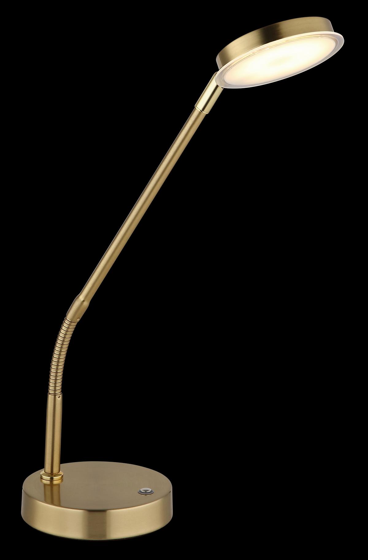 Led-tischleuchte Touchdimmer - Klar/Messingfarben, Design, Kunststoff/Metall (43/13/53,5cm) - Globo