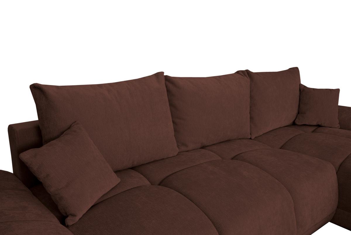 Rohová sedačka BONN, oboustranná, hnědá žinylka - černá/hnědá, Moderní, textil/plast (296/182cm)